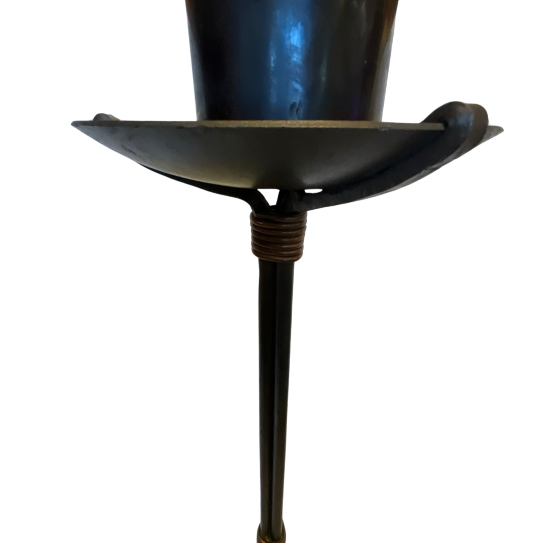 Iron & Copper Floor Standing Candle Holder