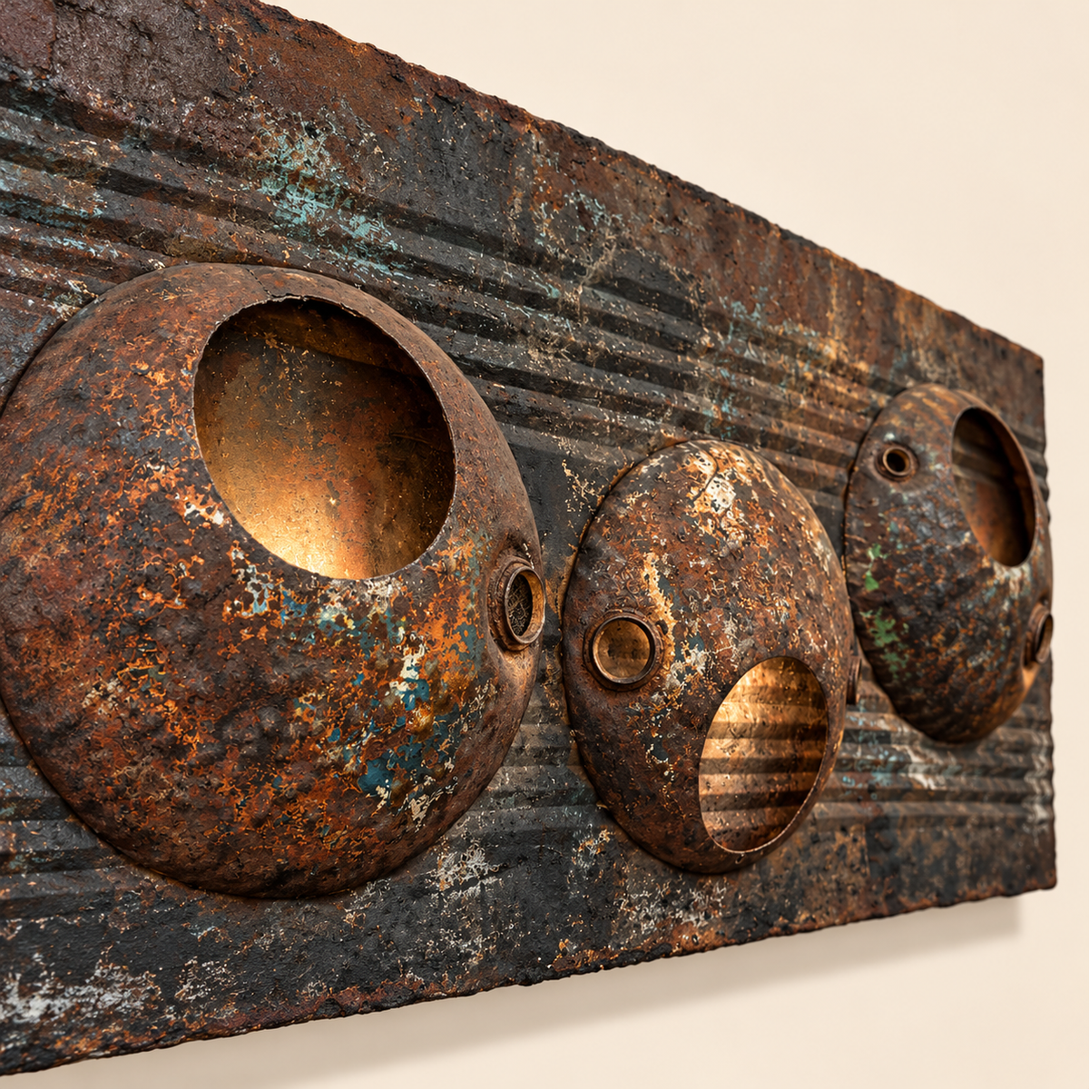 Brutalist Metal Large Wall Sconce