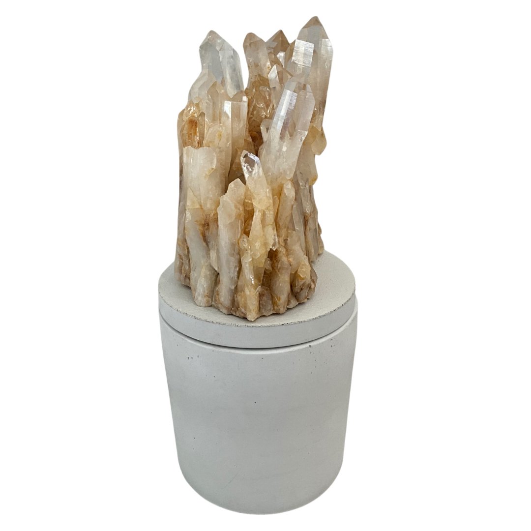 Honey Quartz Crystal Generators Lid Candle