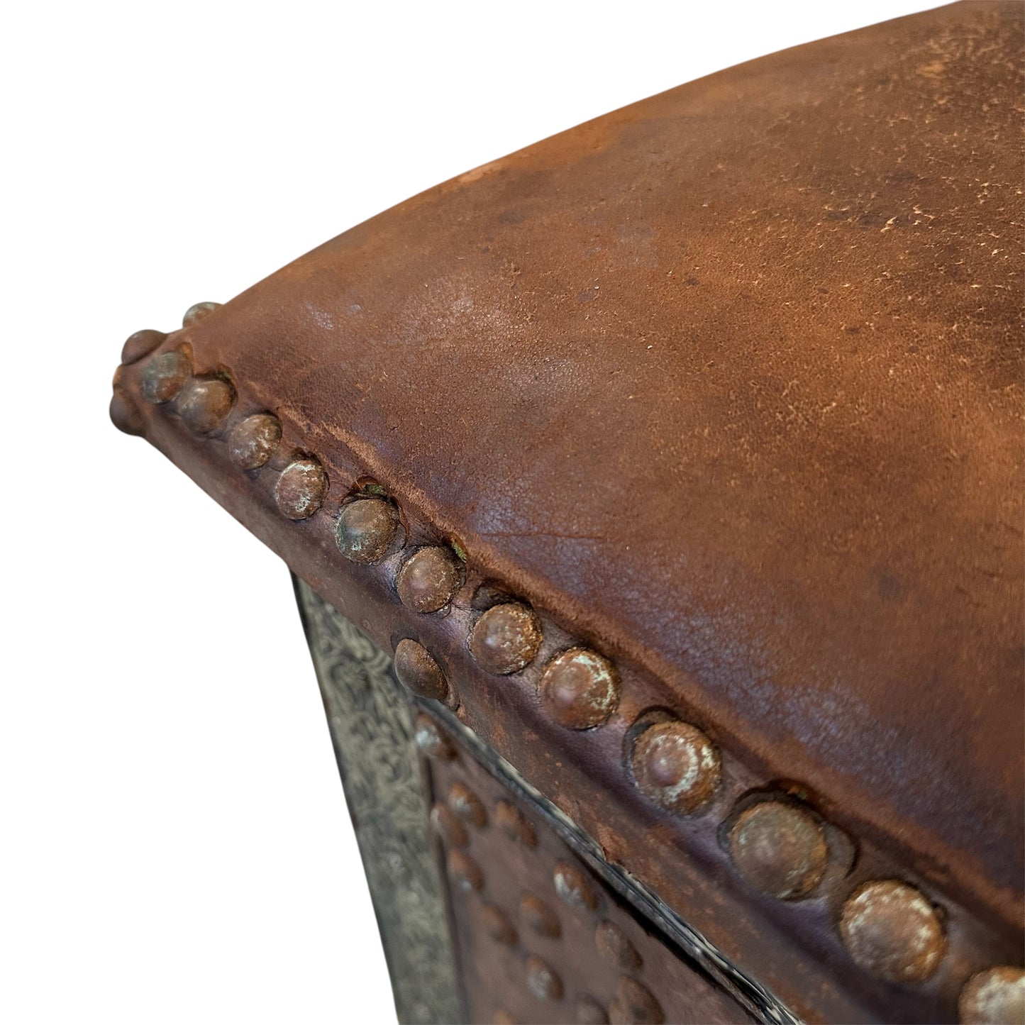 Moroccan Leather & Metal Chair with Studs