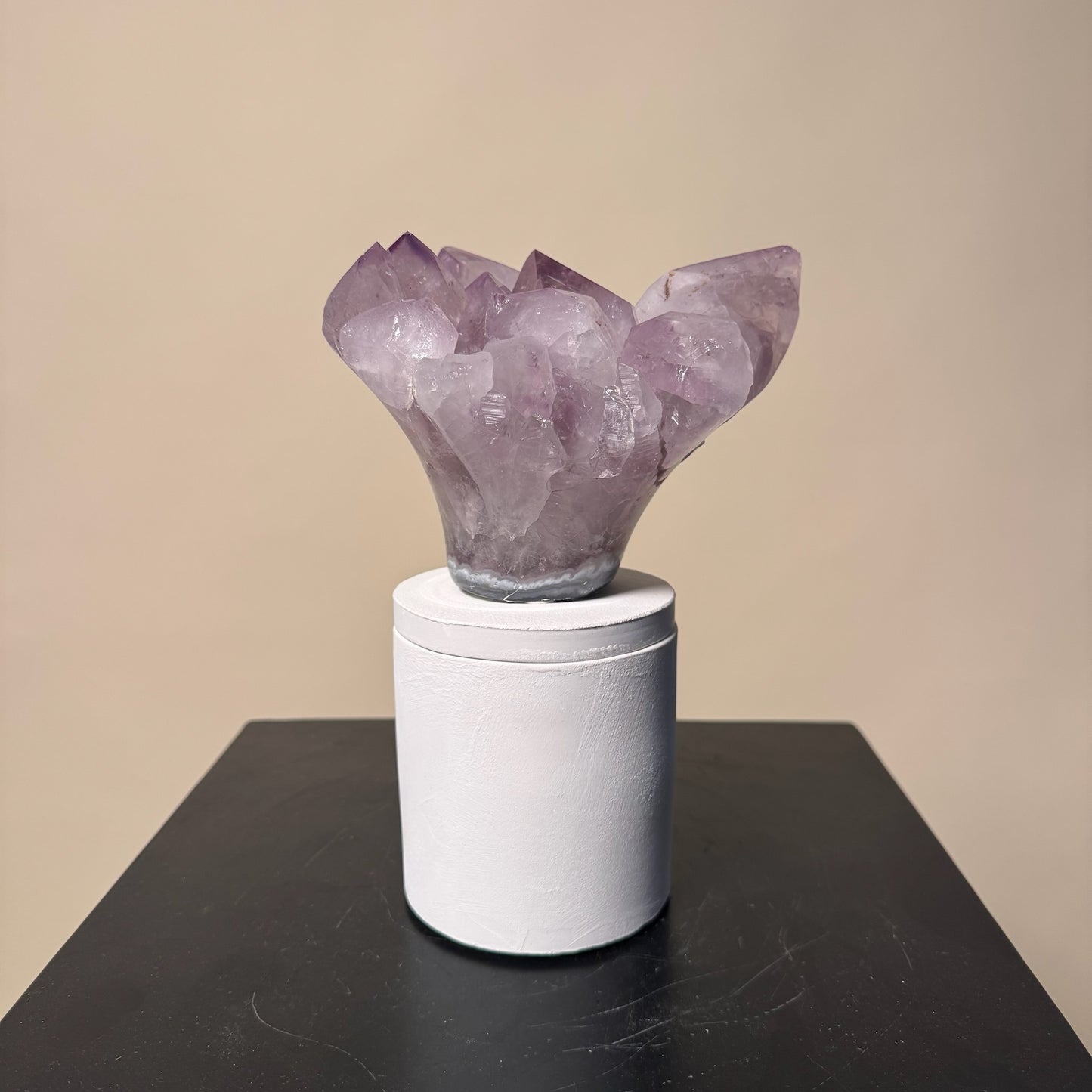 Amethyst Flower Cluster Crystal Lid Gardenia Candle #2