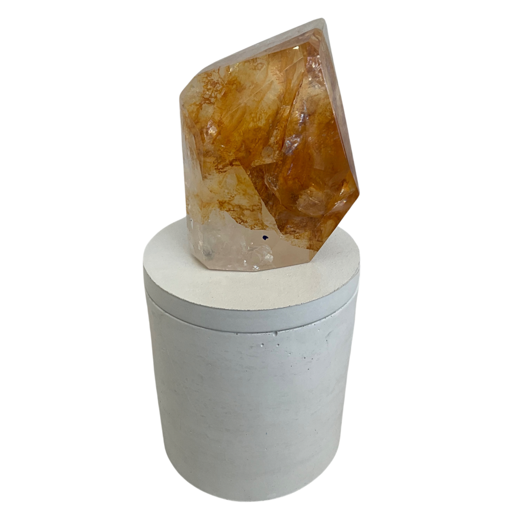 Quartz Crystal with Citrine Lid Gardenia Candle