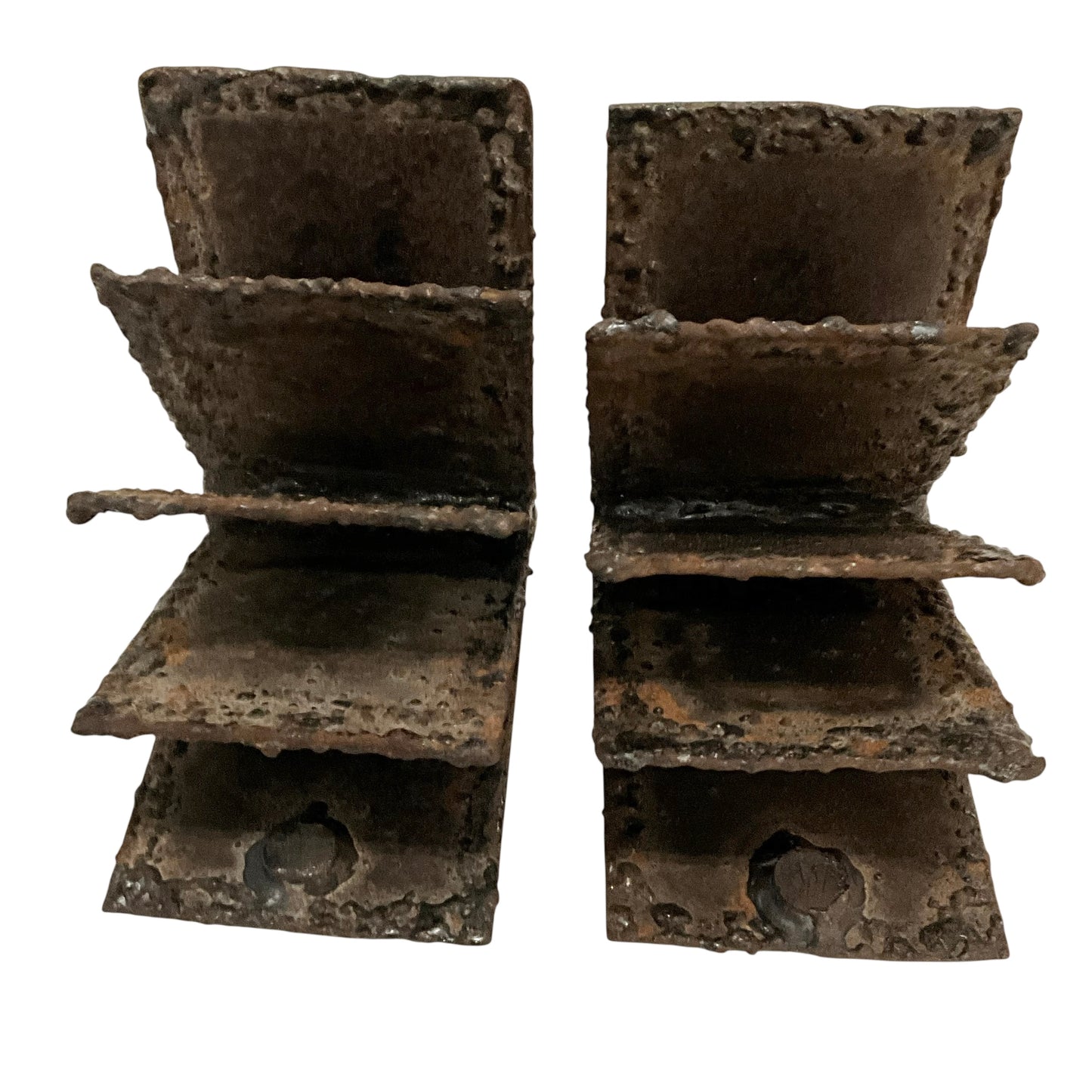 Vintage Brutalist Metal Book Ends