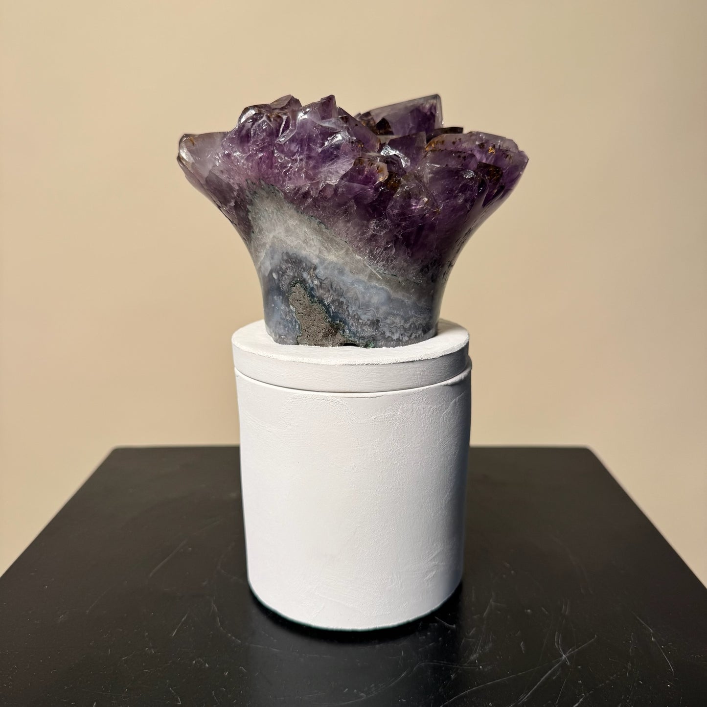Amethyst Flower Cluster Crystal Lid Gardenia Candle #4