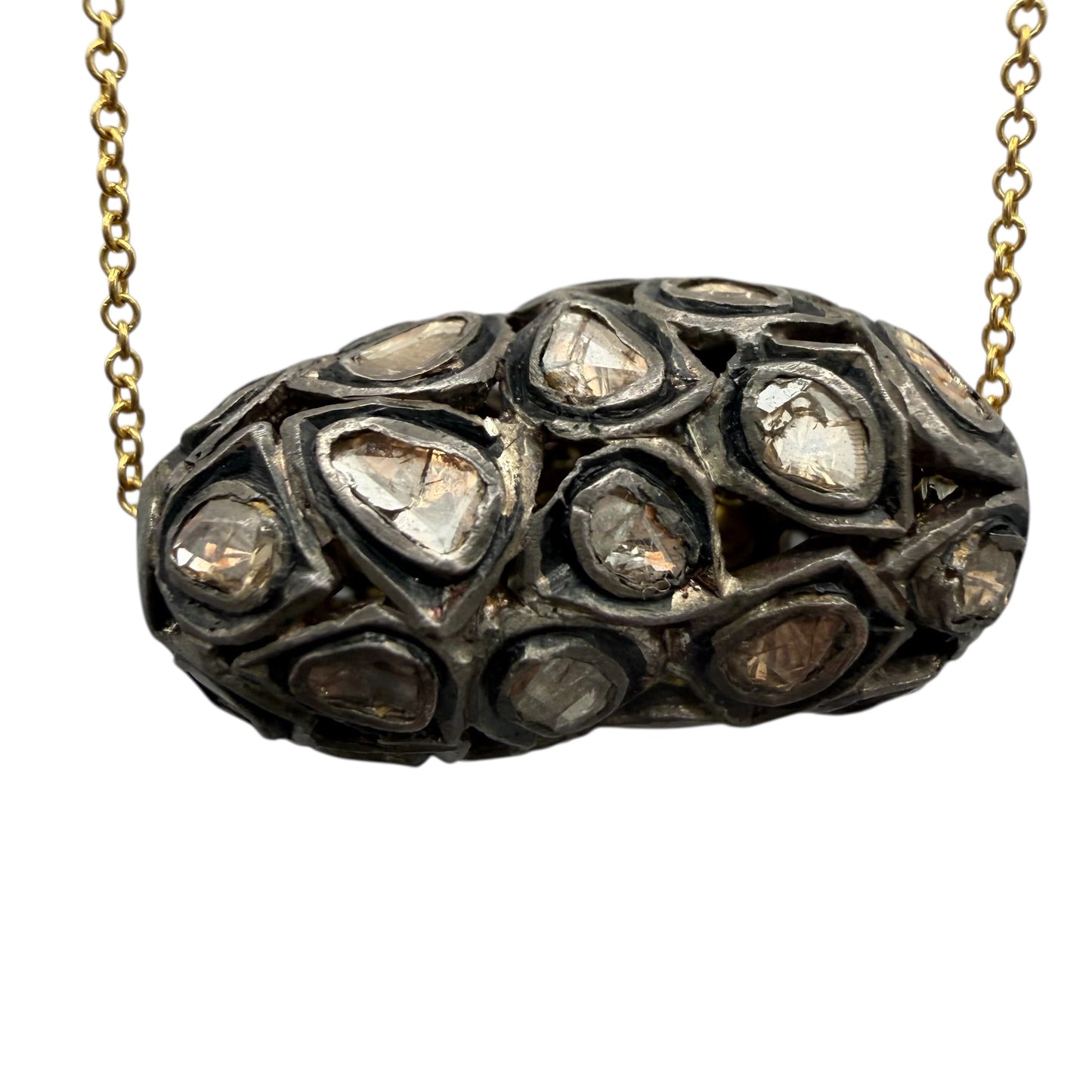 18K Yellow Gold Chain with Diamond Pendant