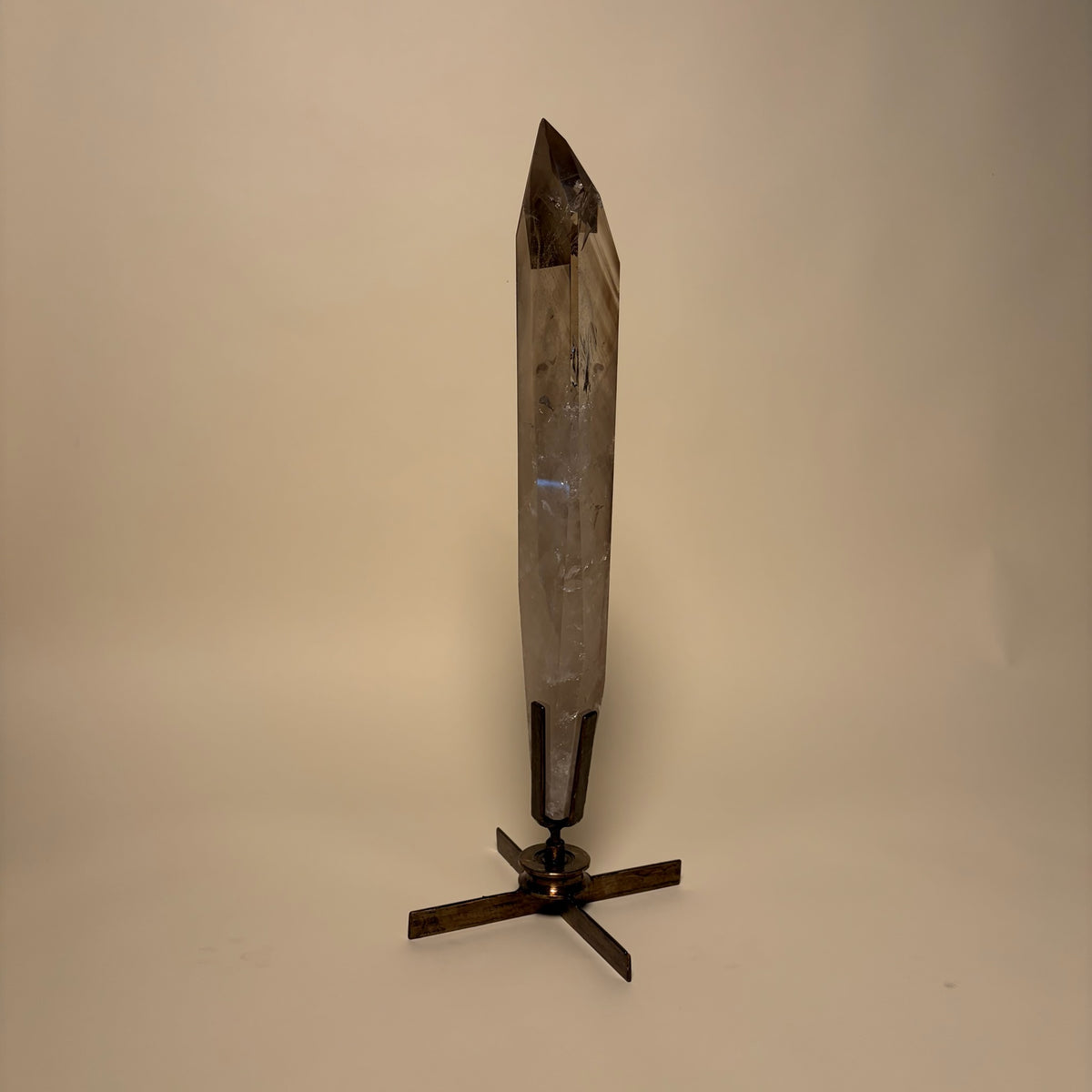 Light Smokey Quartz Spear Crystal On Rotating Base