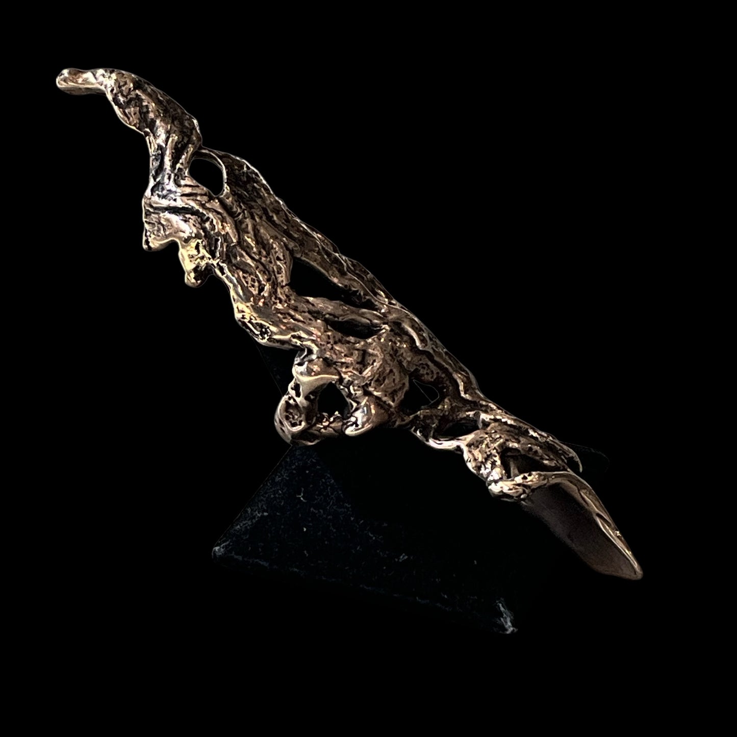 Elongated Abstract Bronze Ring