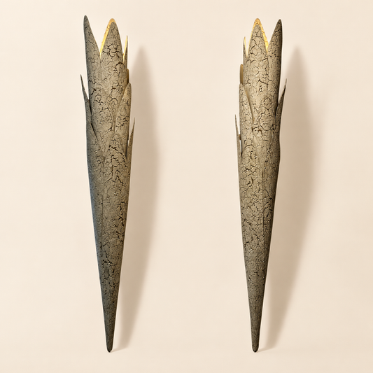 Pair of Custom Postmodern Textured Brutalist Sconces