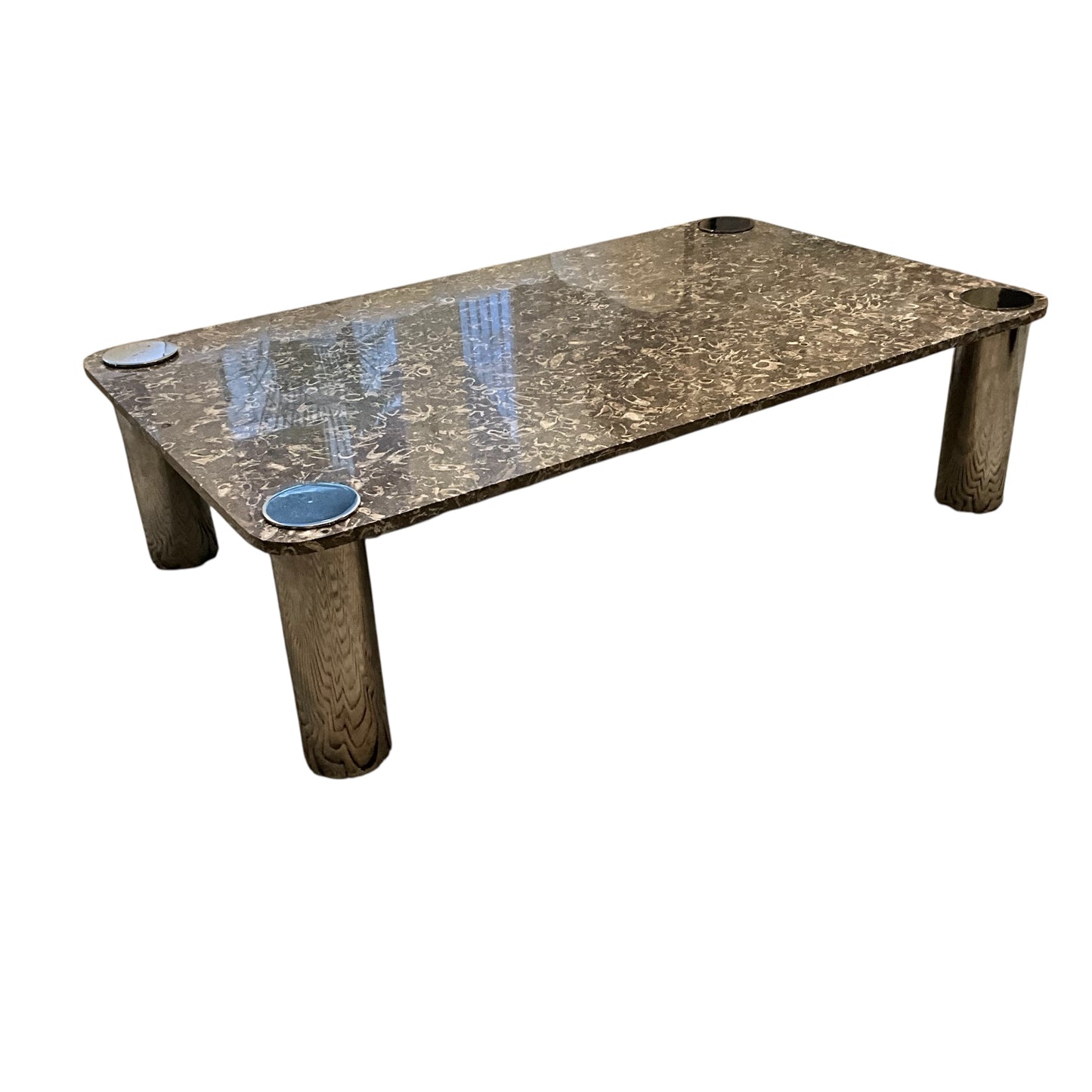 Pace Collection Fossilized Marble Coffee Table with Chrome Legs