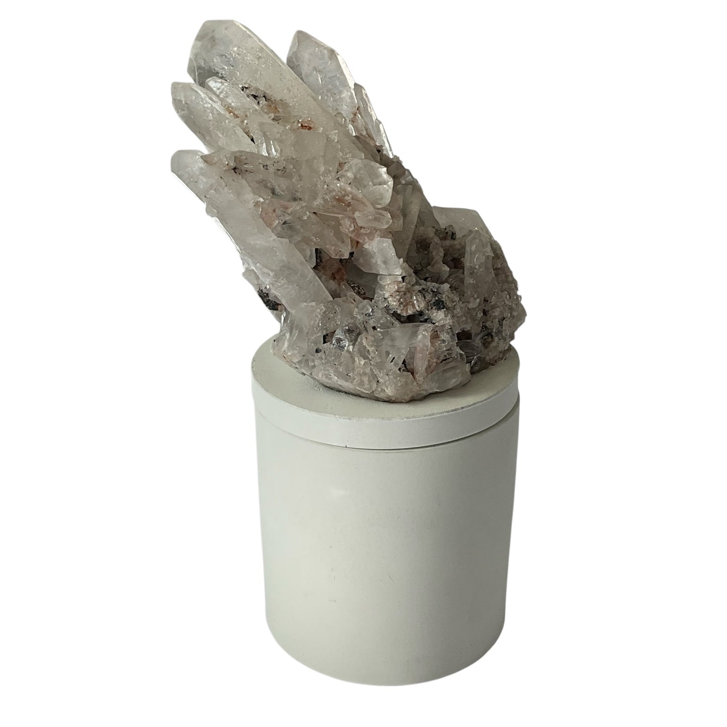 Quartz Crystal Generator Cluster Lid Gardenia Candle