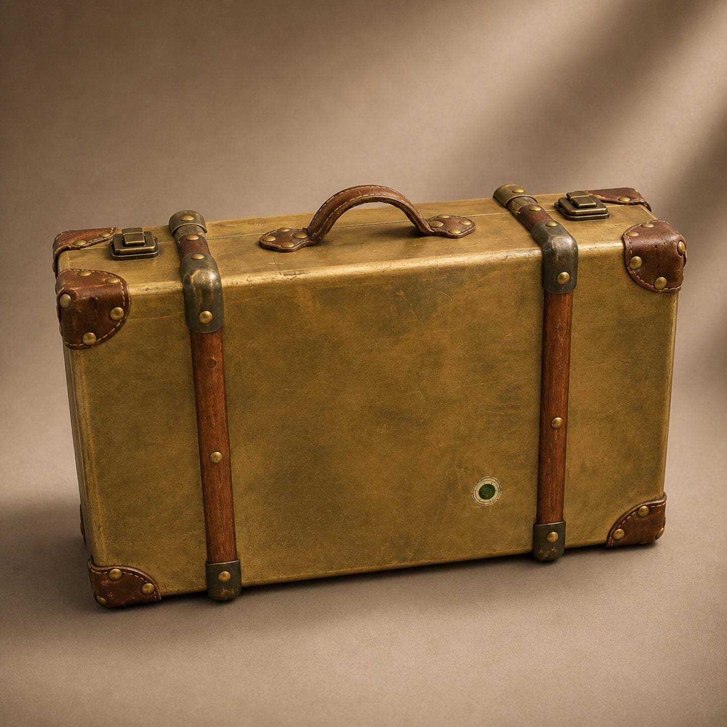 Vintage Briefcase with Leather & Wood Accents