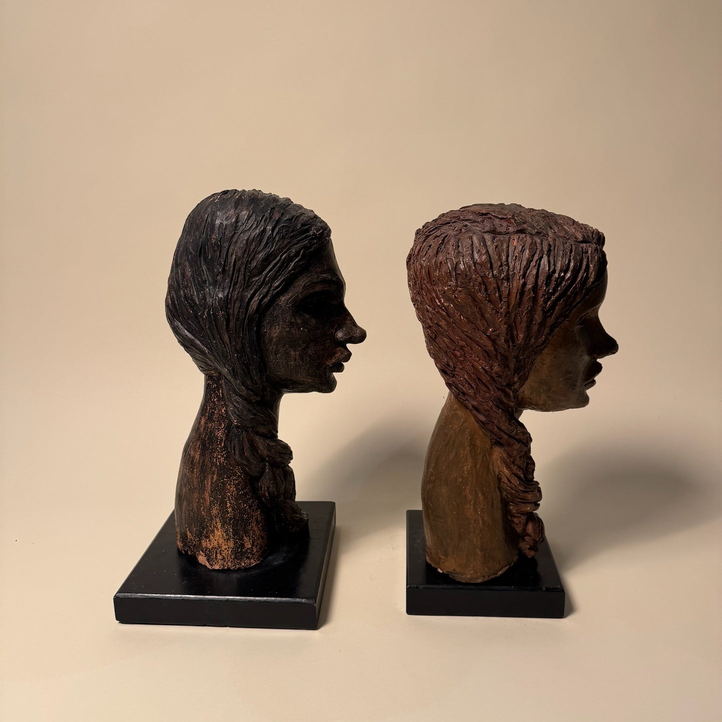 1960s Artisanal Ceramic Pair of Heads
