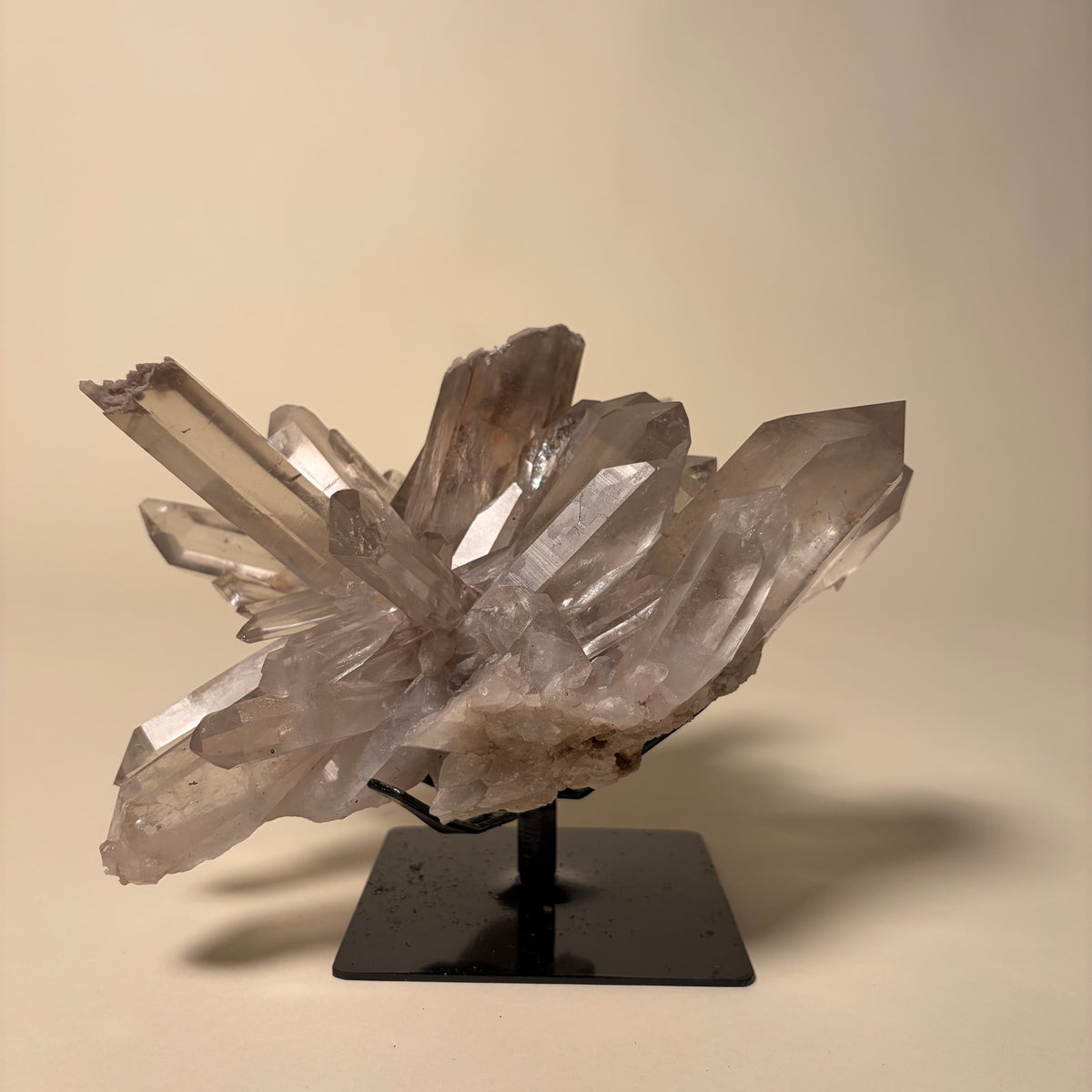 Smokey Quartz Generator Crystal on Metal Base