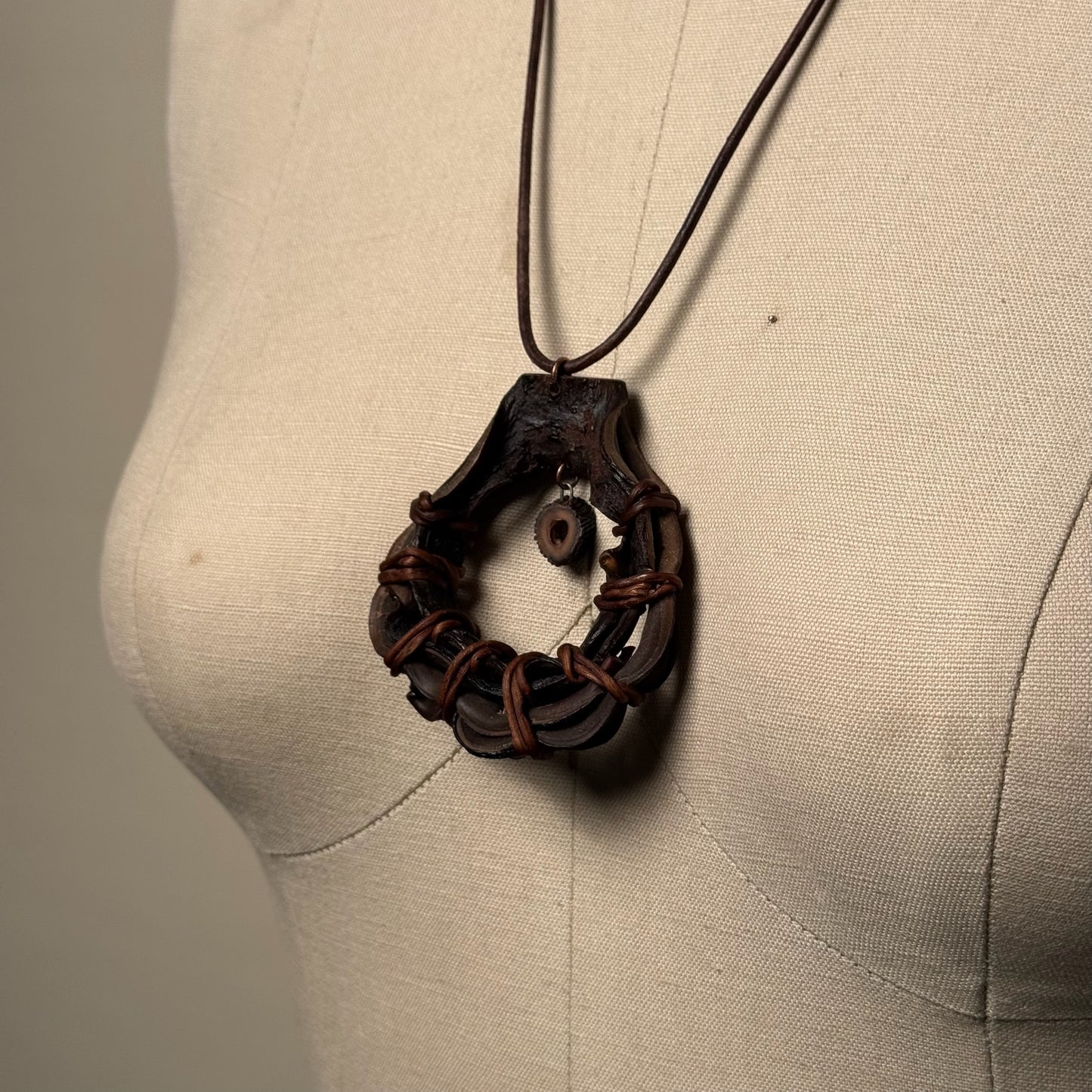 Hand Made Kelp Charm on Leather Necklace