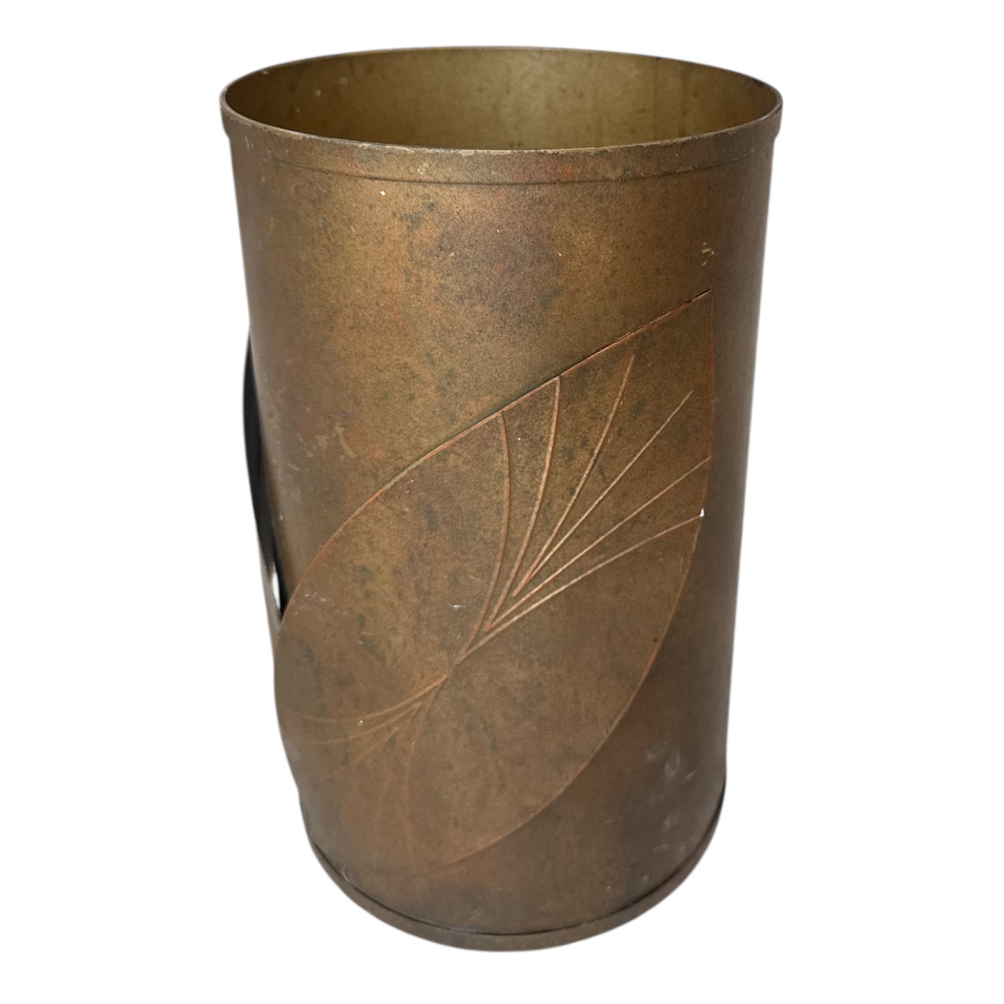Copper Trashcan 2 Leaf Design