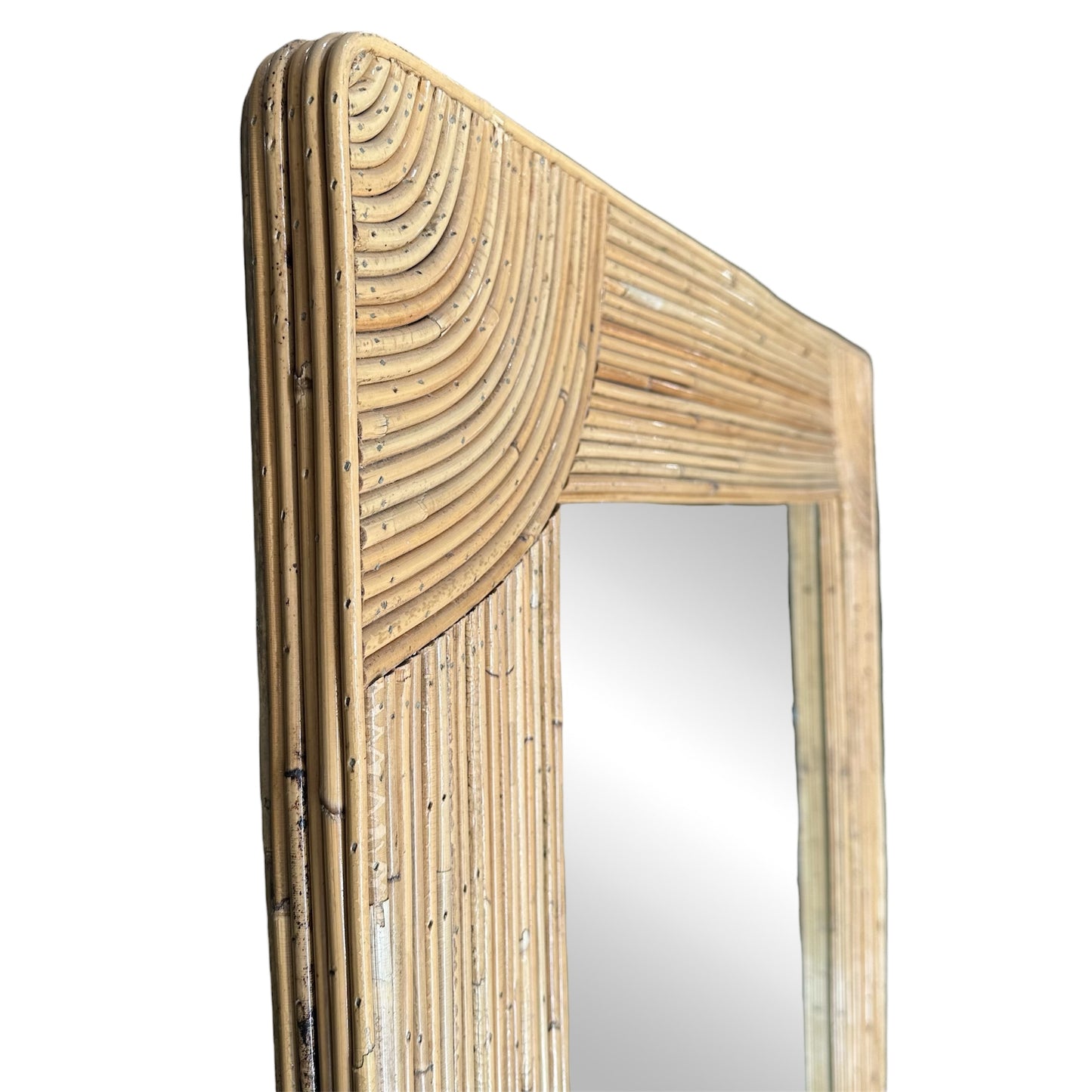 Large Rattan Frame Vintage Mirror