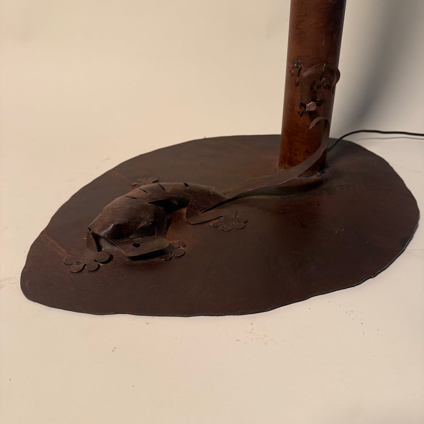 Vintage Metal Palm Tree Floor Lamp with Coconuts Accent