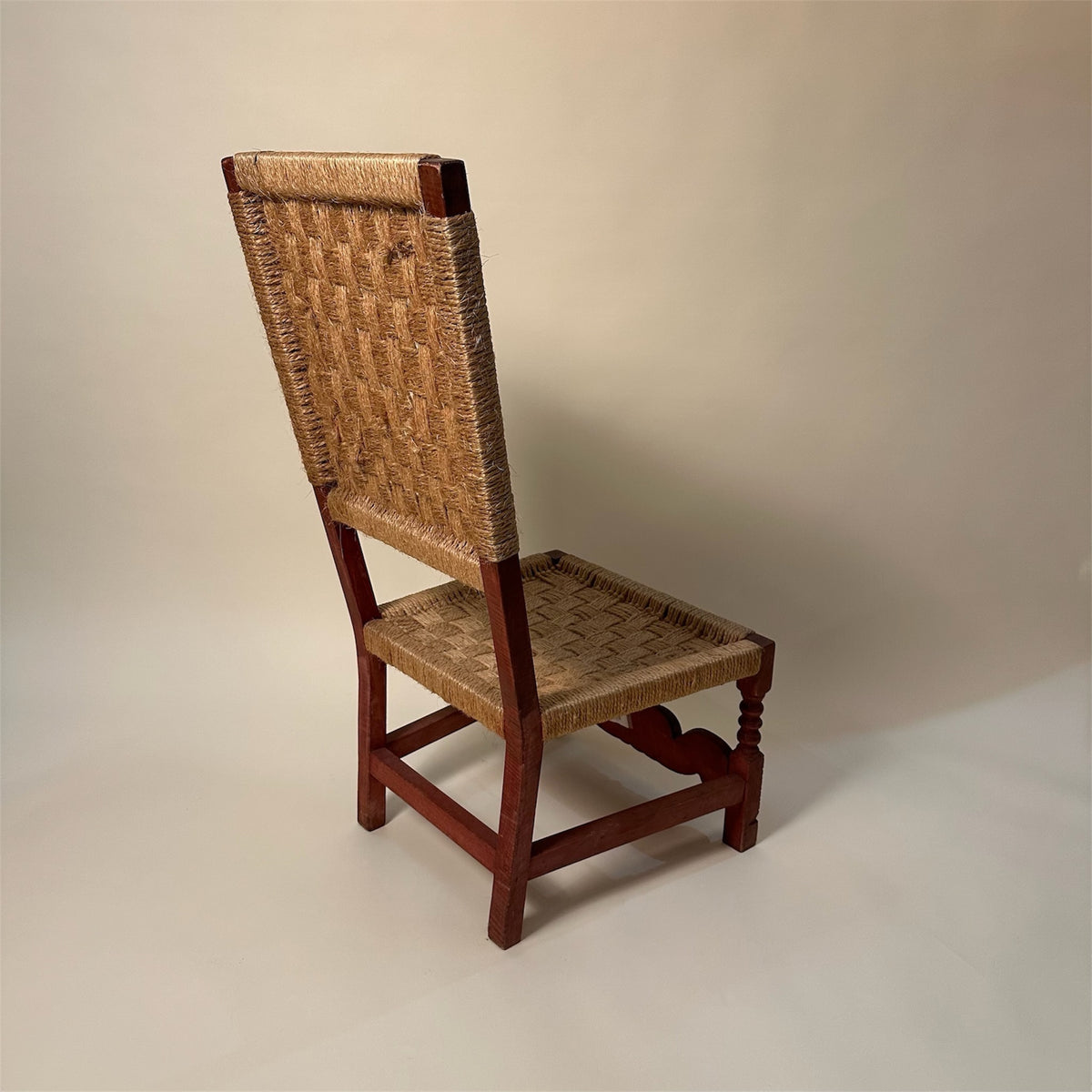 Pair of Carved Wooden and Woven Rope Armchairs