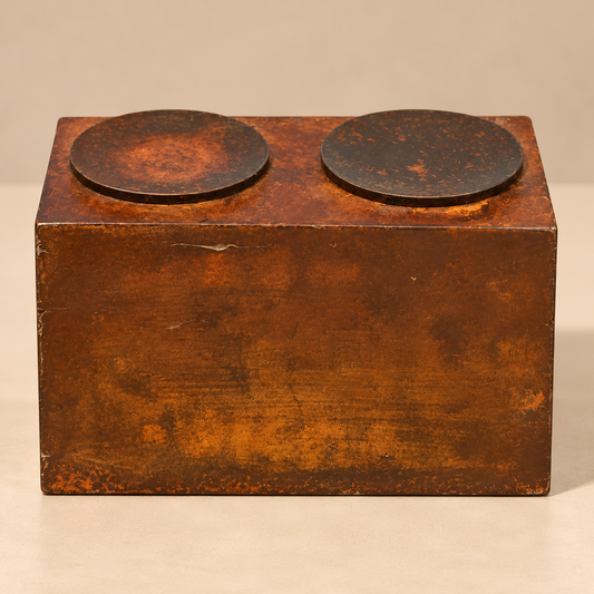 Iron Box Two Candle Holders Patinated