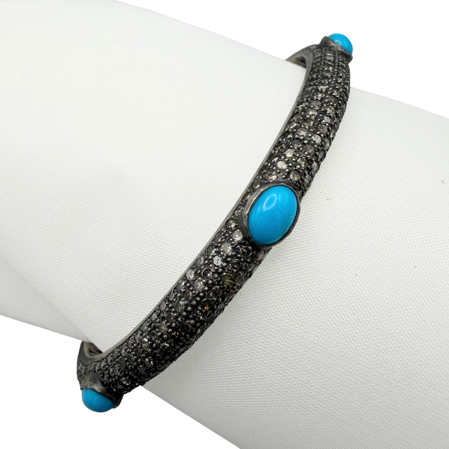 Diamond Bangle with Turquoise Accents