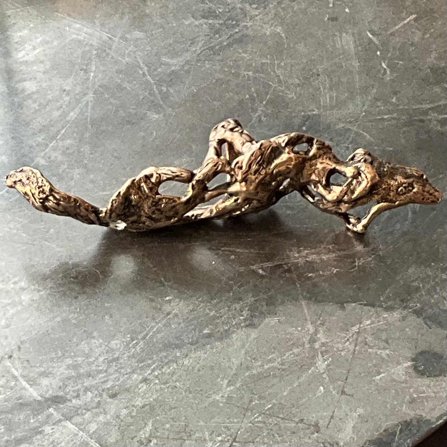 Elongated Abstract Bronze Ring