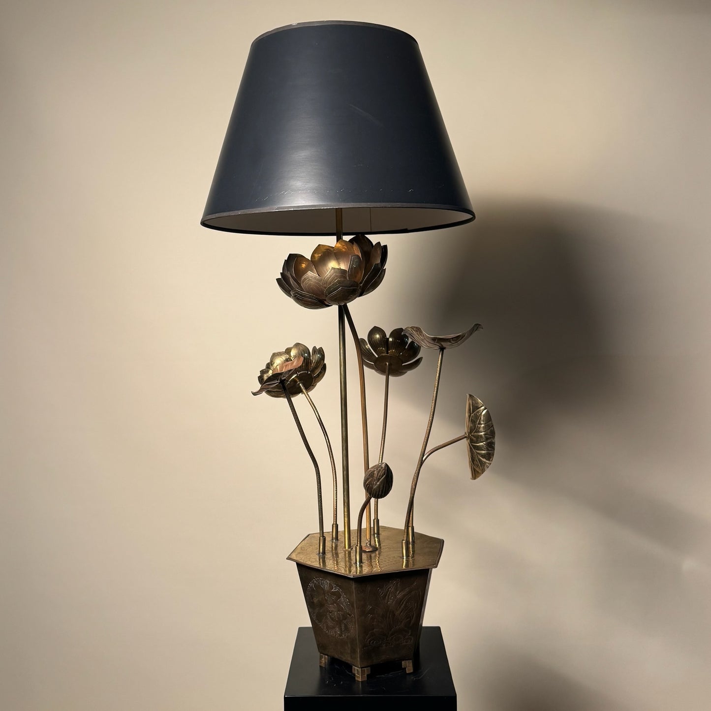 Feldman Brass Lotus Flower Pot Lamp