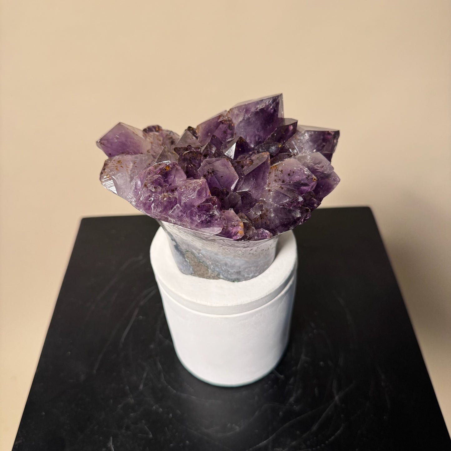 Amethyst Flower Cluster Crystal Lid Gardenia Candle #4