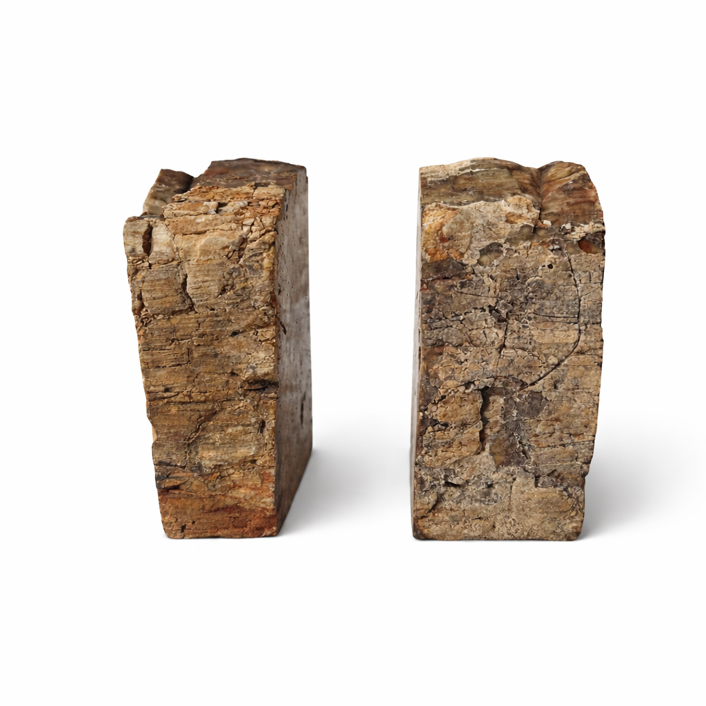 Hand Polished Petrified Wood Book Ends