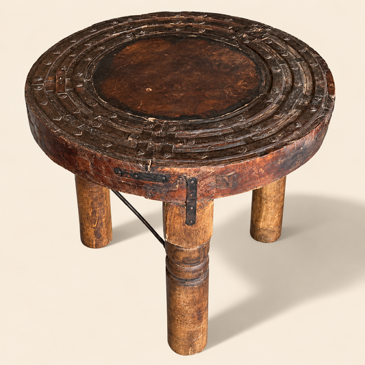 Indonesian Wheel Repurposed Side Table