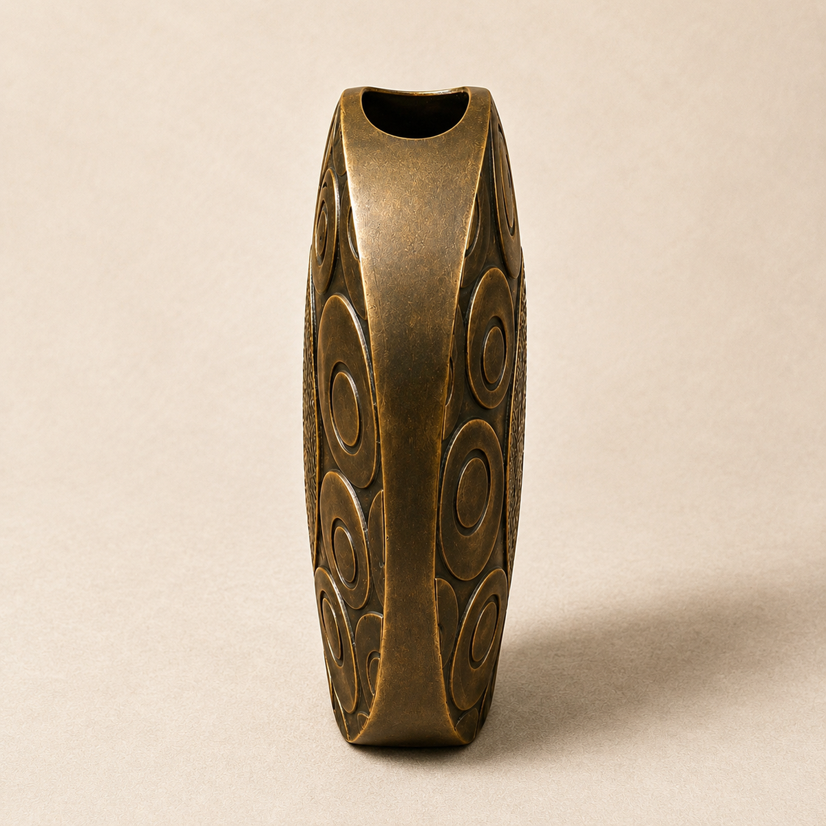 R & Y Augousti Bronze Tone Brass Vase with Reptile Accents