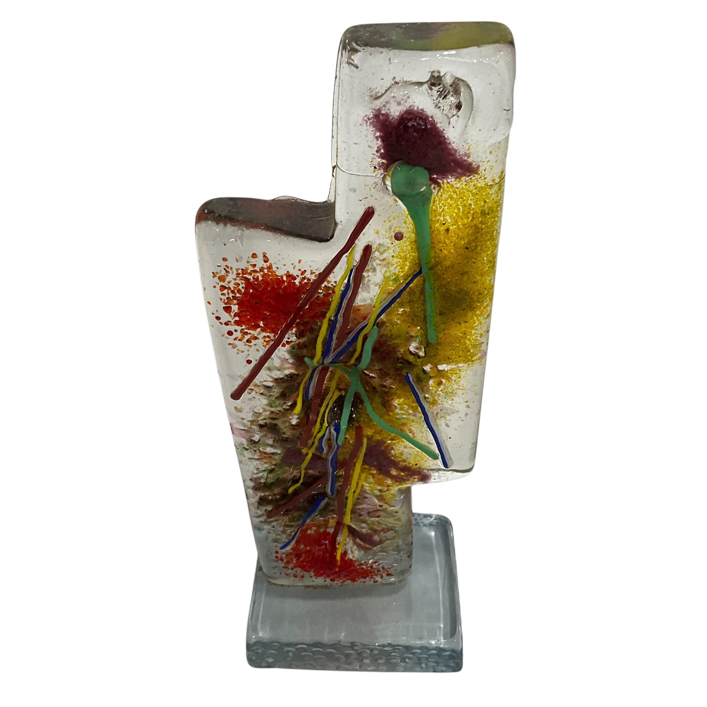 Vintage Colorful Glass Abstract Sculpture
