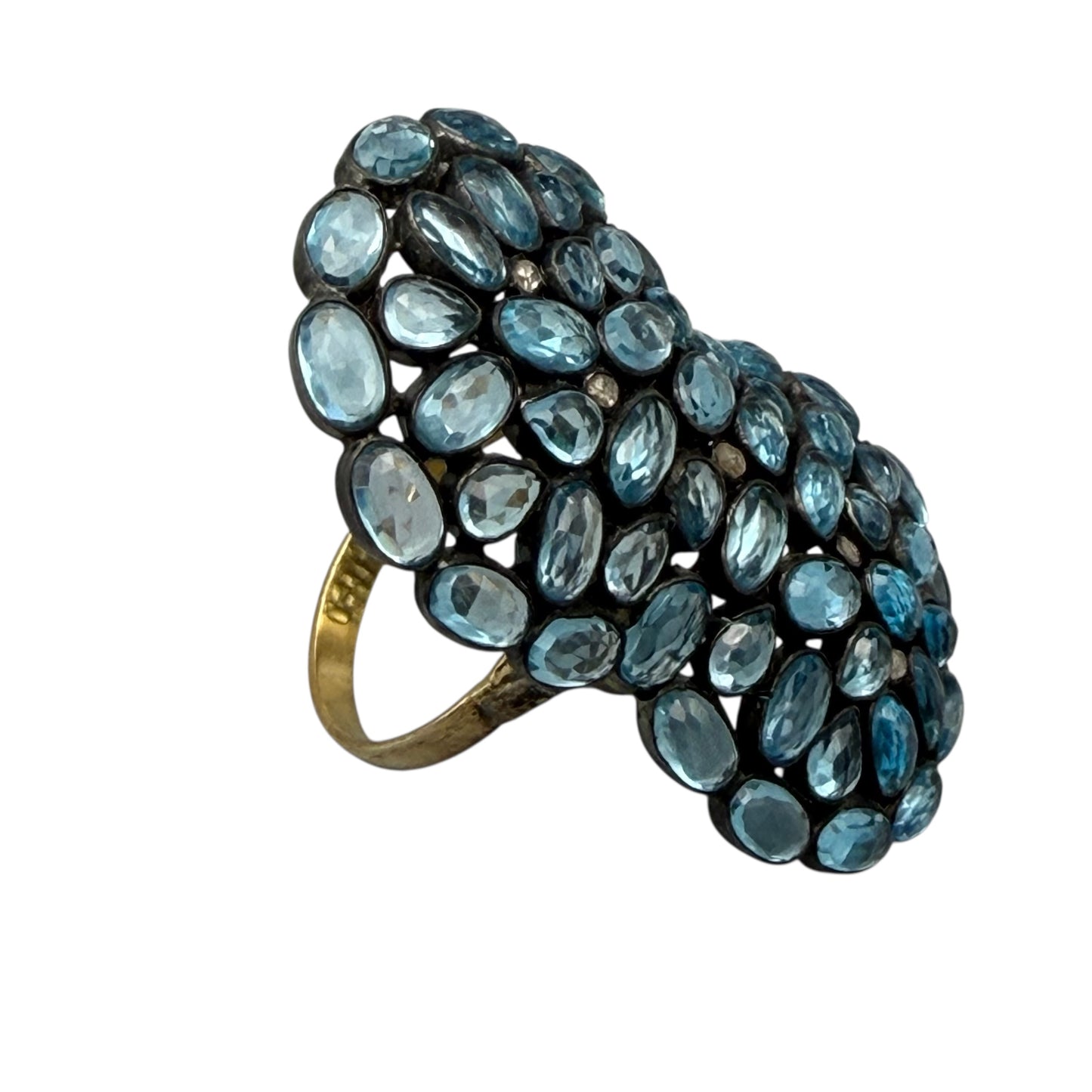 Blue Topaz & Diamonds Figure 8 Design Ring