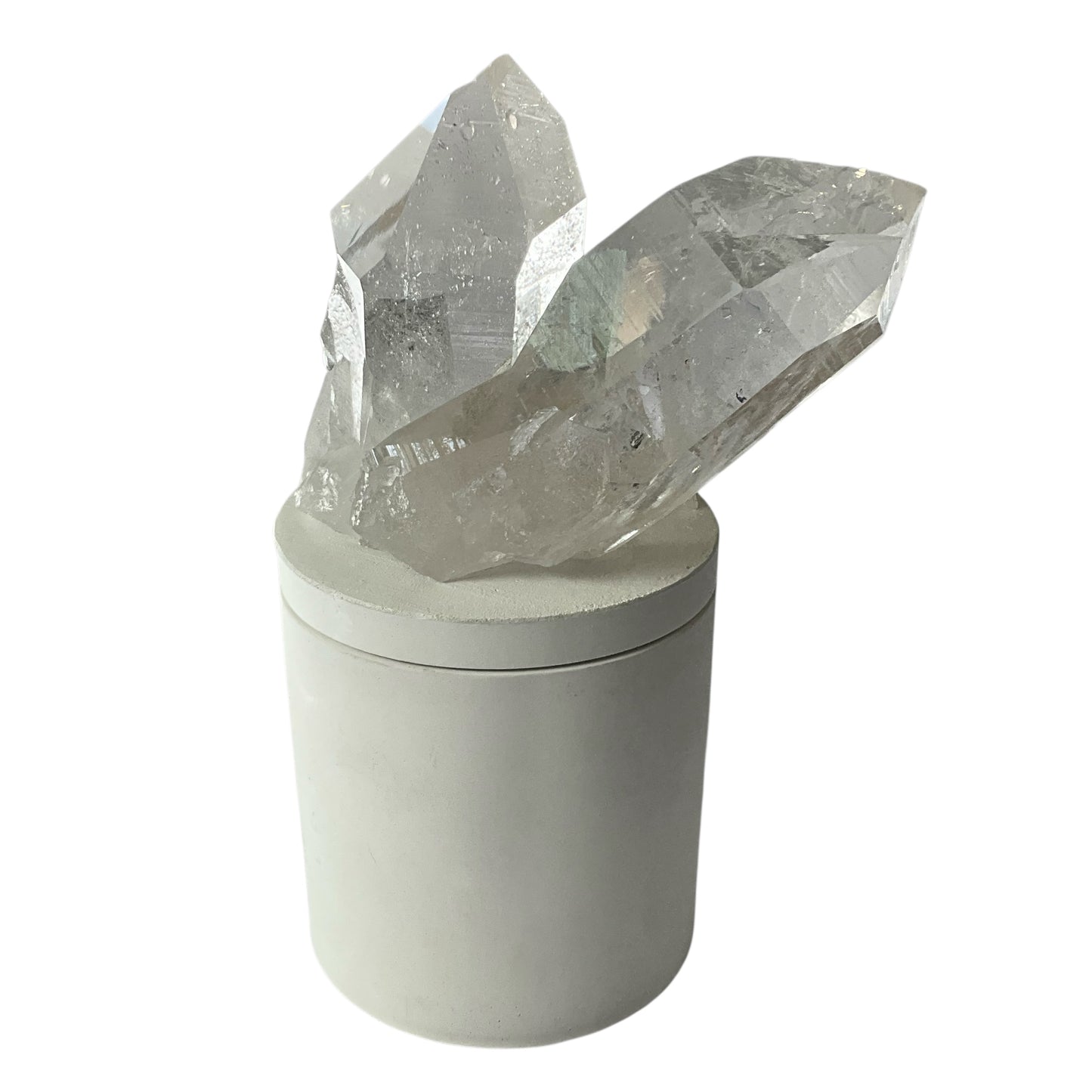 Twin Lumerian Quartz Crystal Generators Lid Gardenia Candle