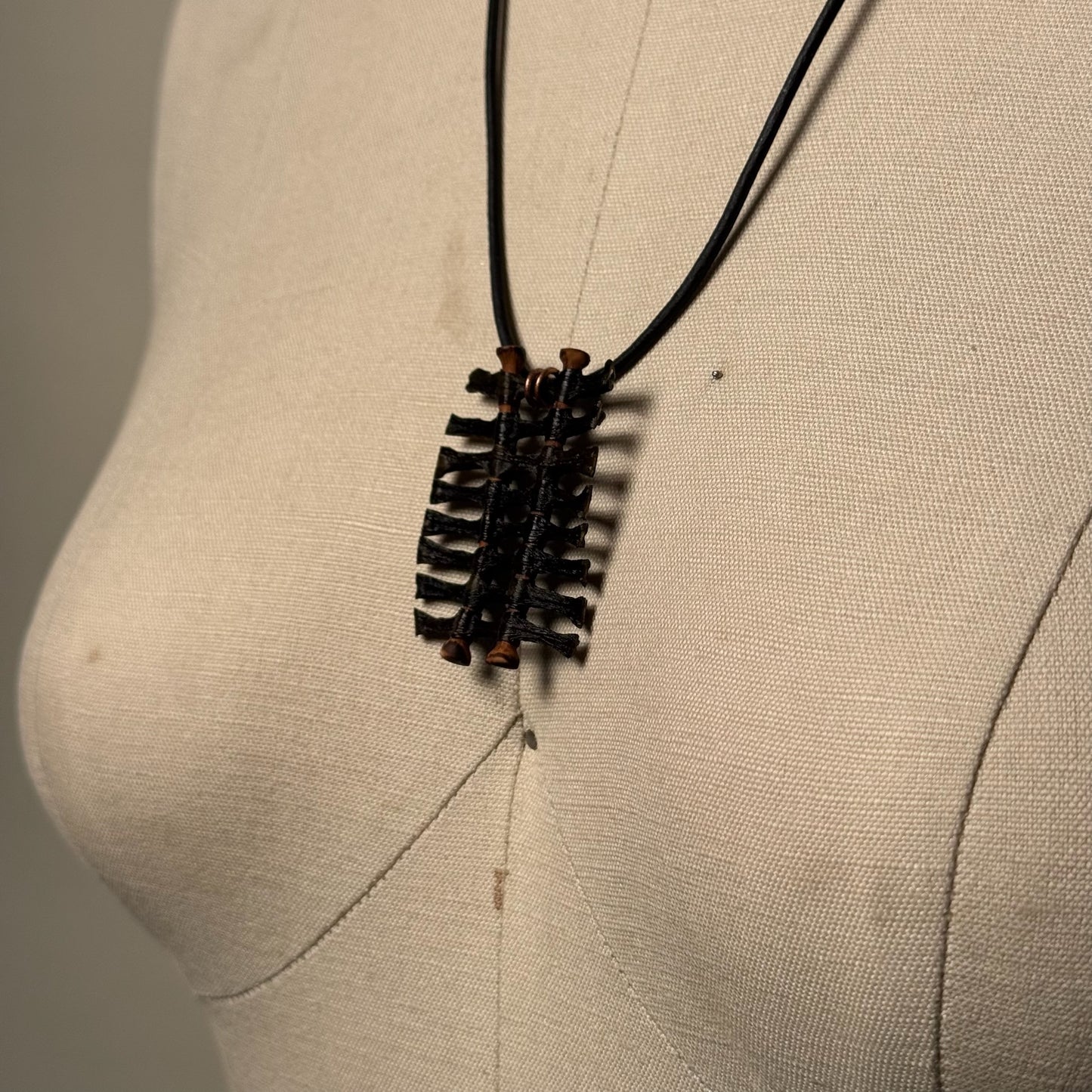 Hand Made Kelp Charm on Leather necklace