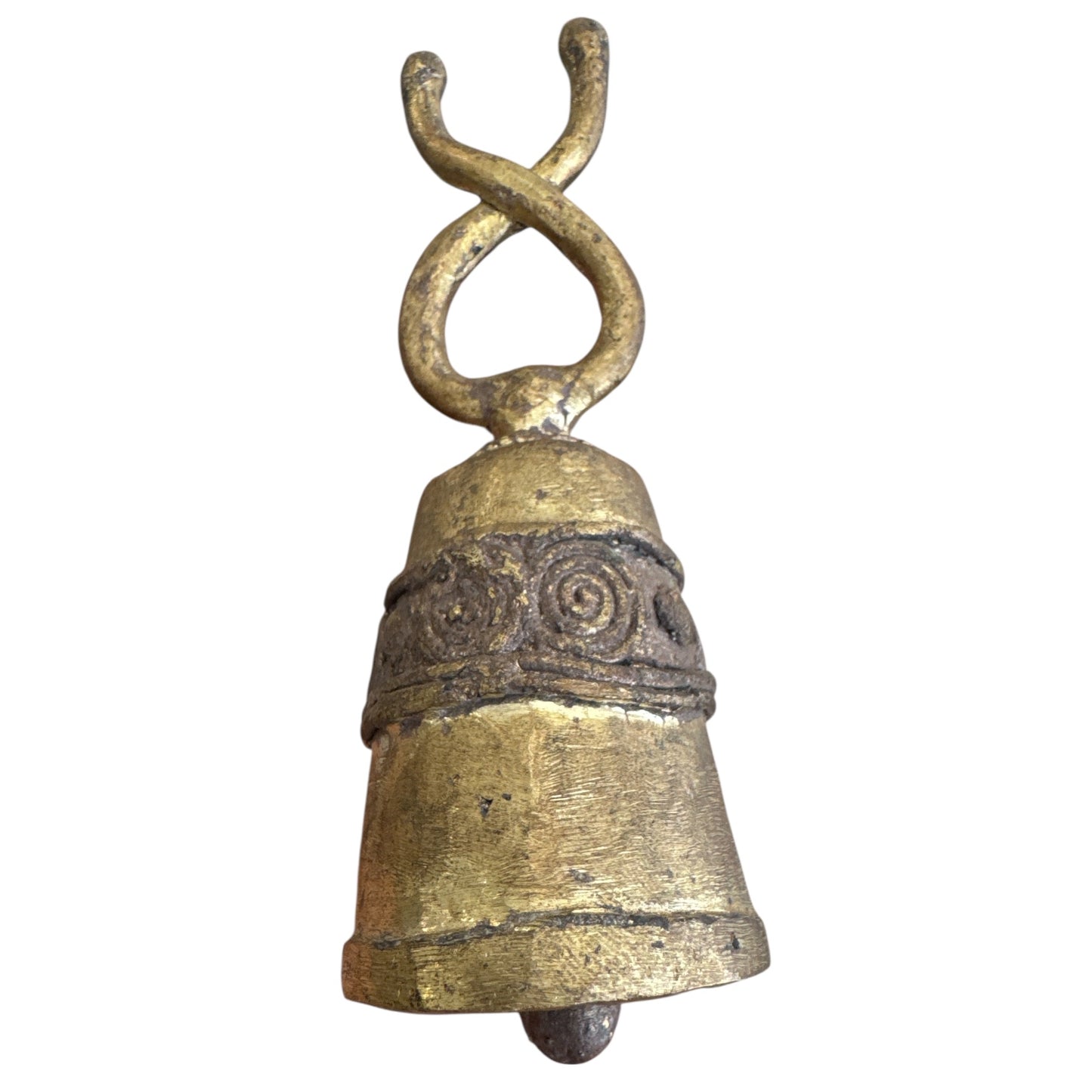 Benin Bronze Bell Loop Circle of Life on Sides Loop
