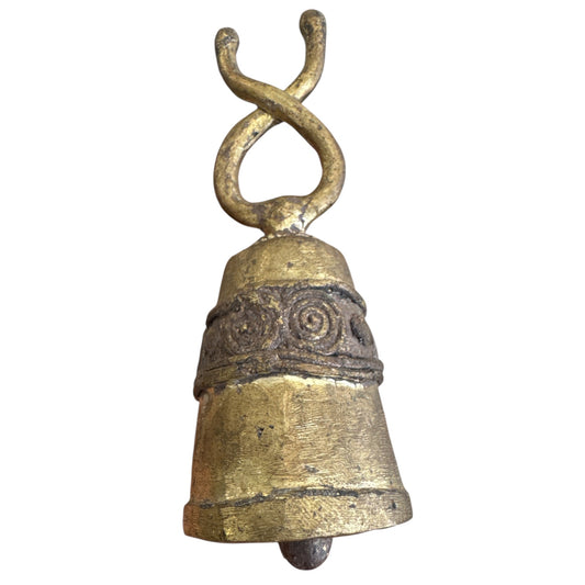 Benin Bronze Bell Loop Circle of Life on Sides Loop