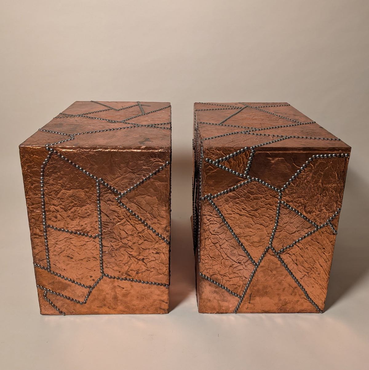 Pair of Copper Pedestals with Rivets