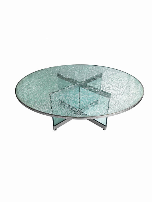 Steve Chase Crackled Glass Top Coffee Table