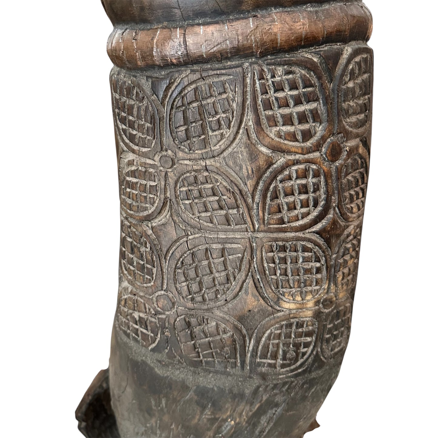 Pair of Carved Wooden and Copper Tusks