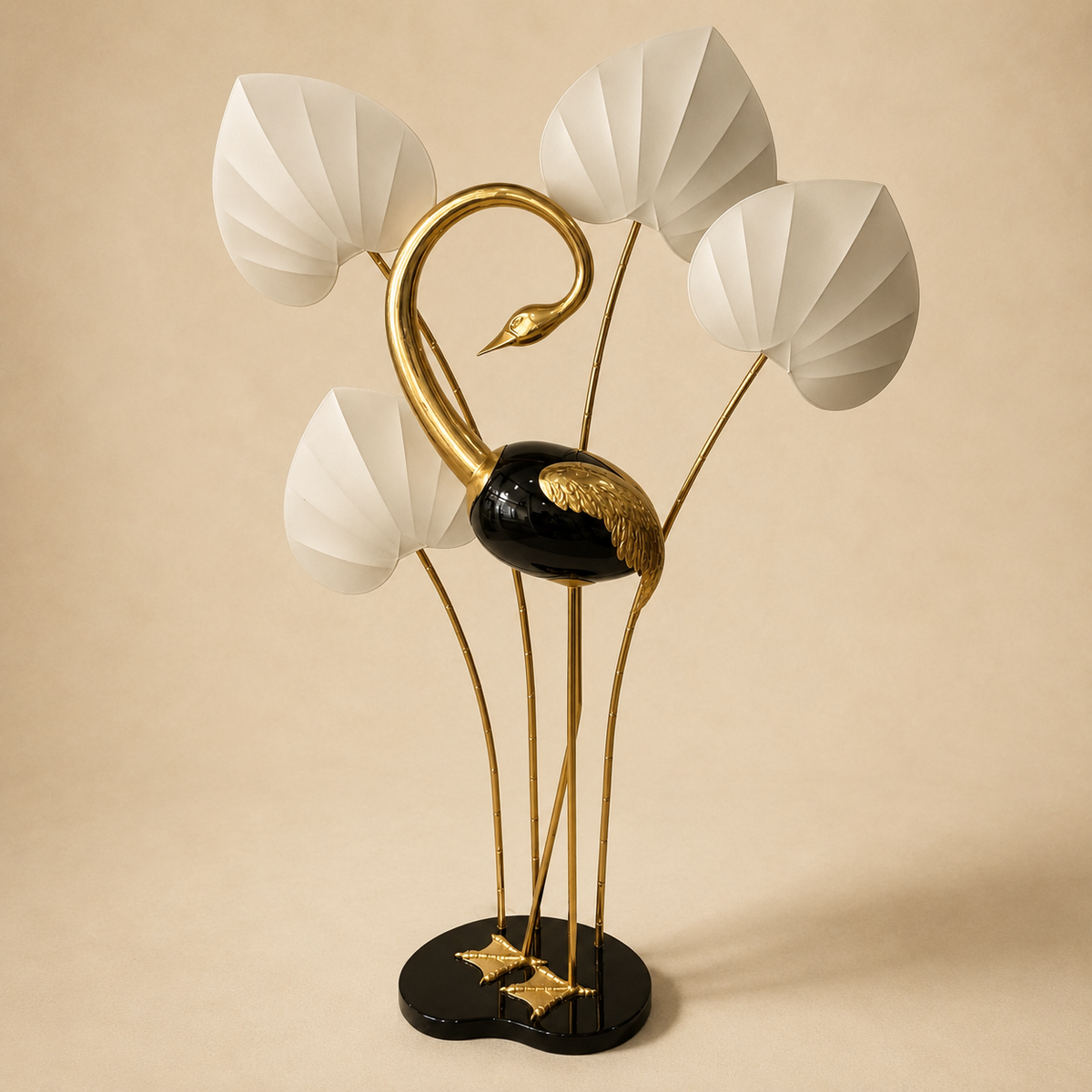 Antonio Pavia Brass Flamingo Floor Lamp