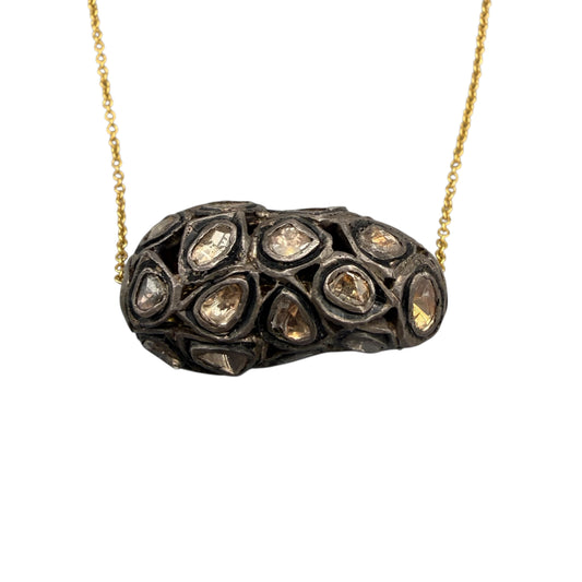 18K Yellow Gold Chain with Diamond Pendant