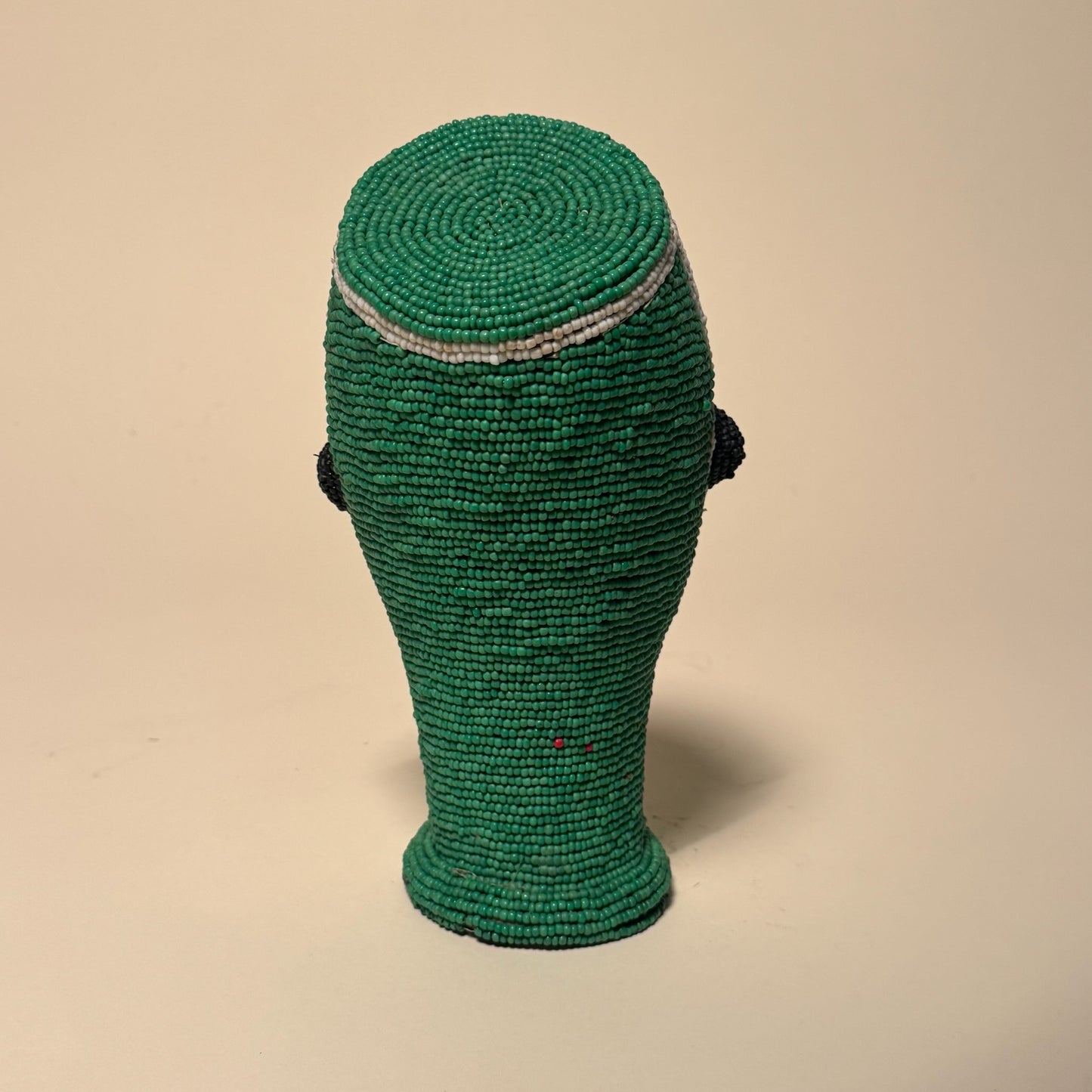 Ife Tribe Hand Beaded Vintage Head Sculptures White Green