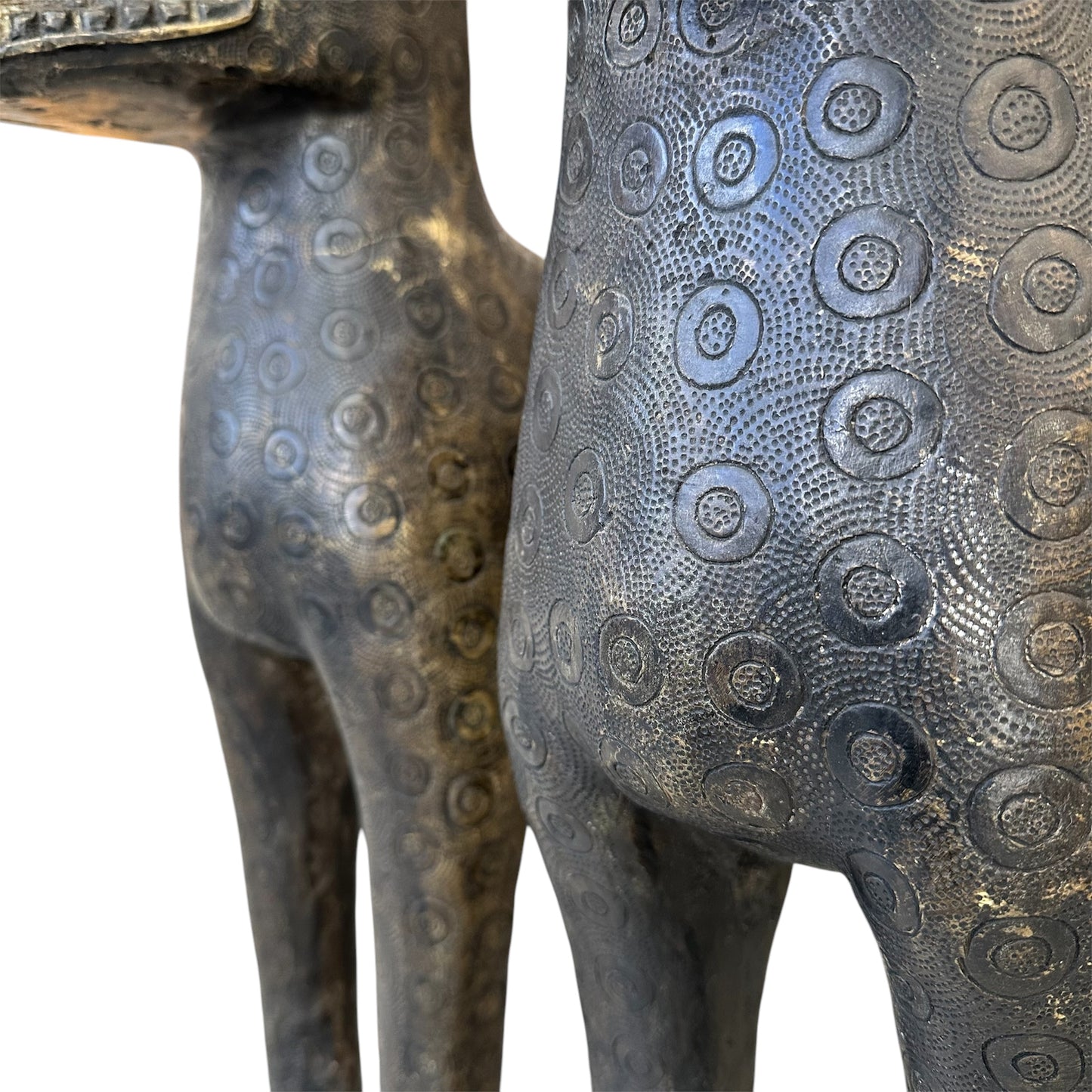 Pair of Benin Bronze Leopards 200+ Years Old