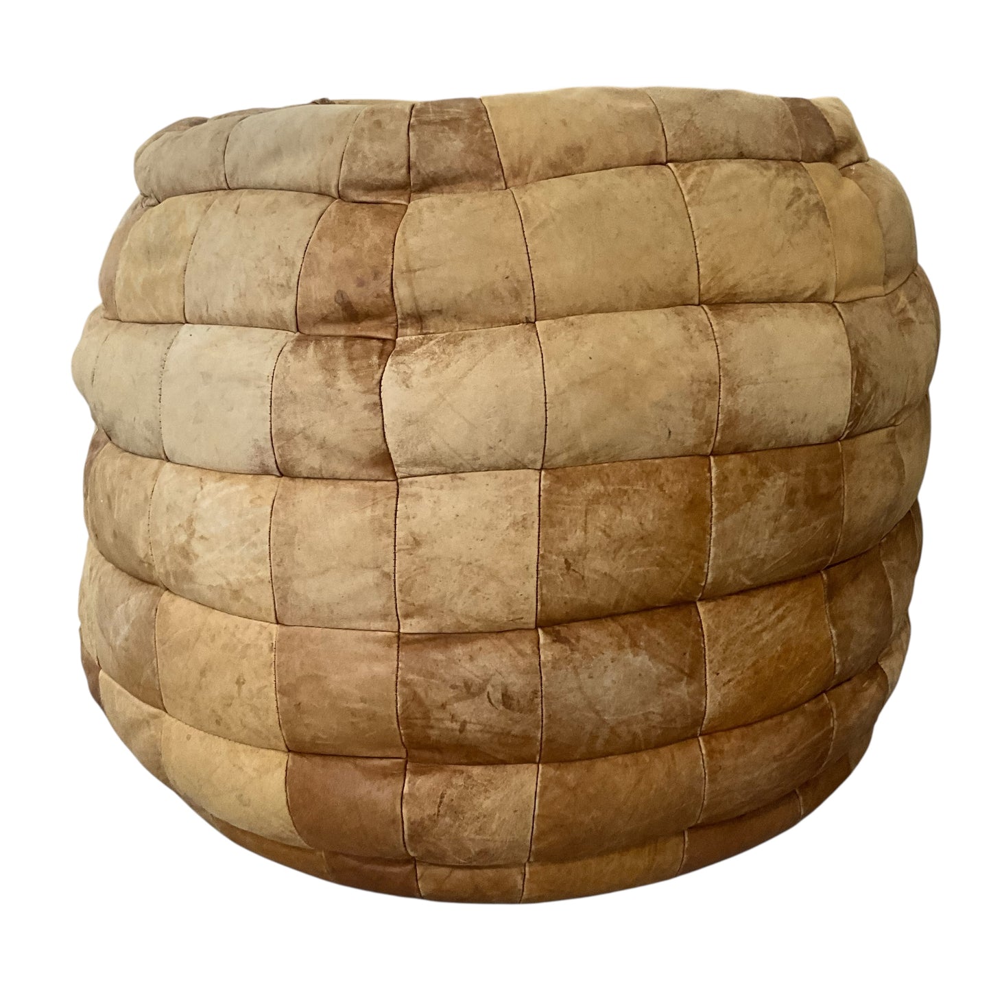 De Sede 1970's Leather Patchwork Pouf / Ottoman / Lounger