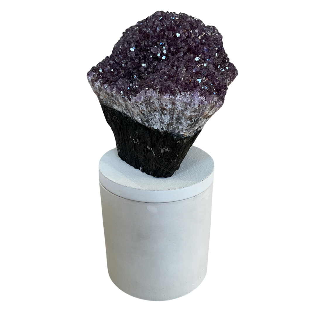 Amethyst Crystal Geode Lid Gardenia Candle