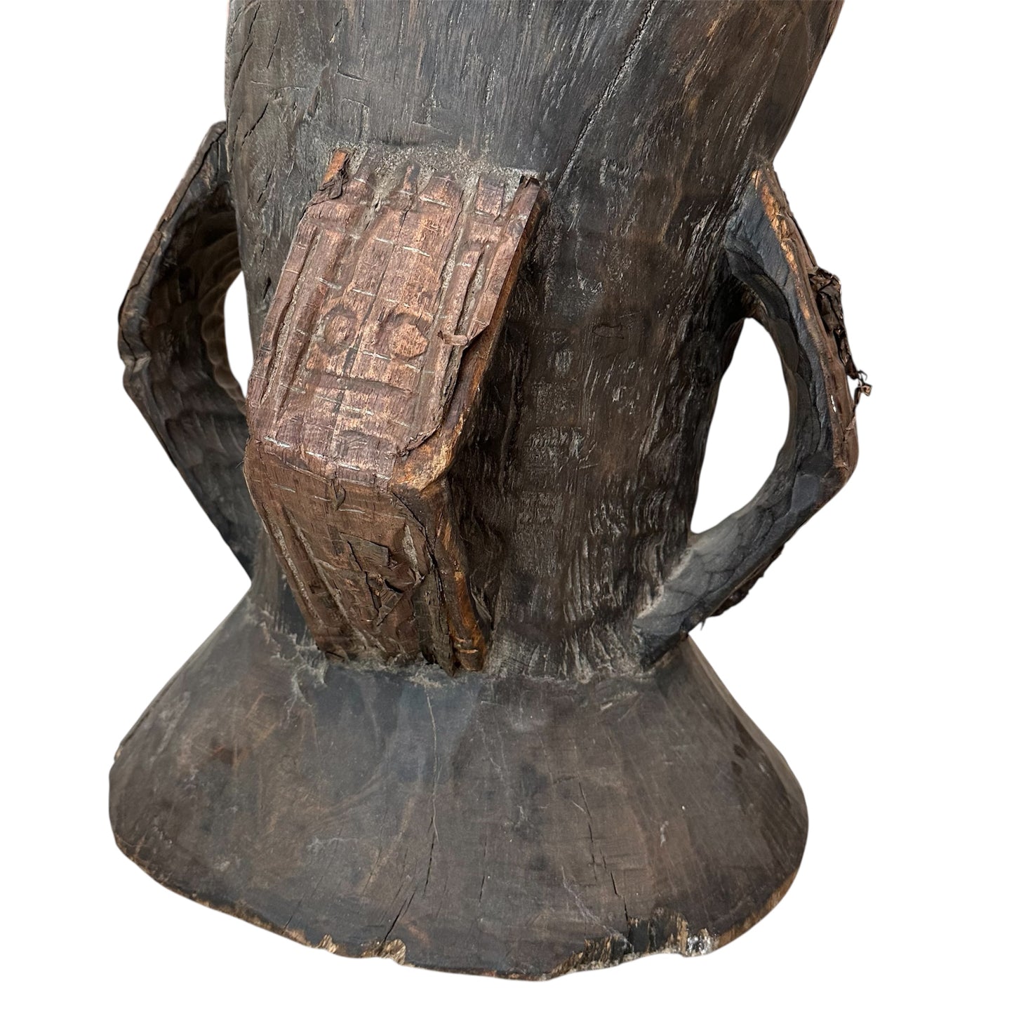 Pair of Carved Wooden and Copper Tusks