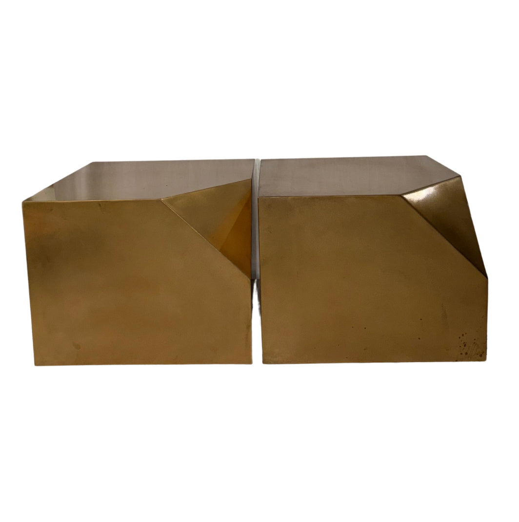 Pair of Geometric Brass Side Tables