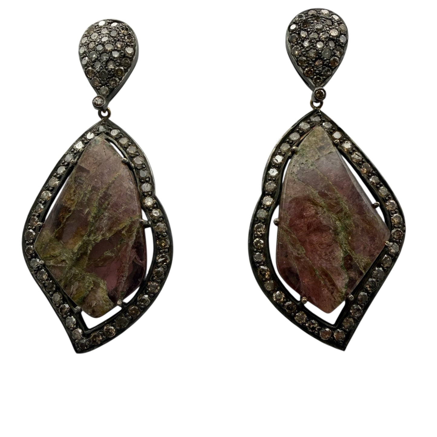 Abstract Tourmaline & Diamond Earrings