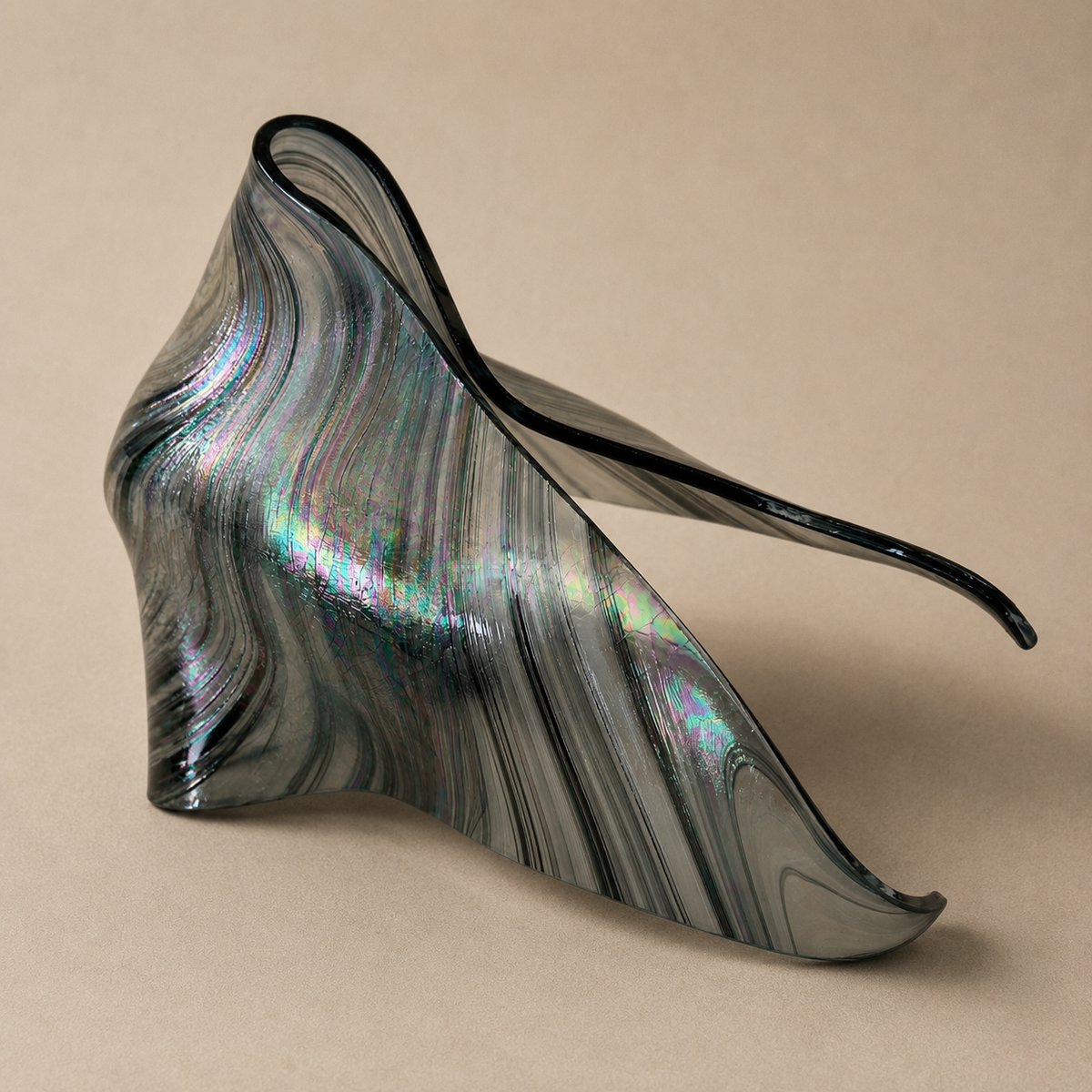 Vintage Folded Handkerchief Asymmetrical Iridescent Vase