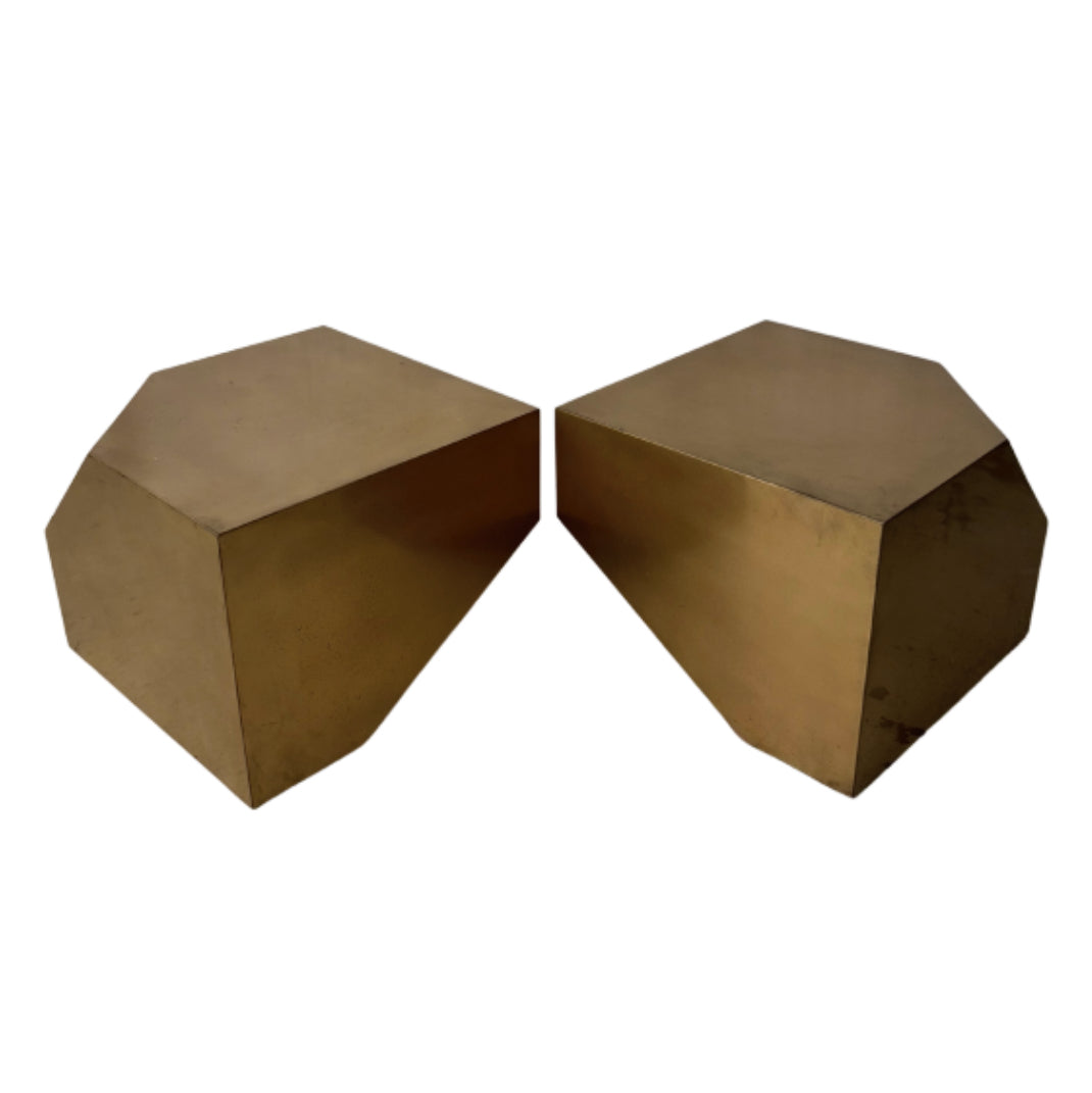 Pair of Geometric Brass Side Tables